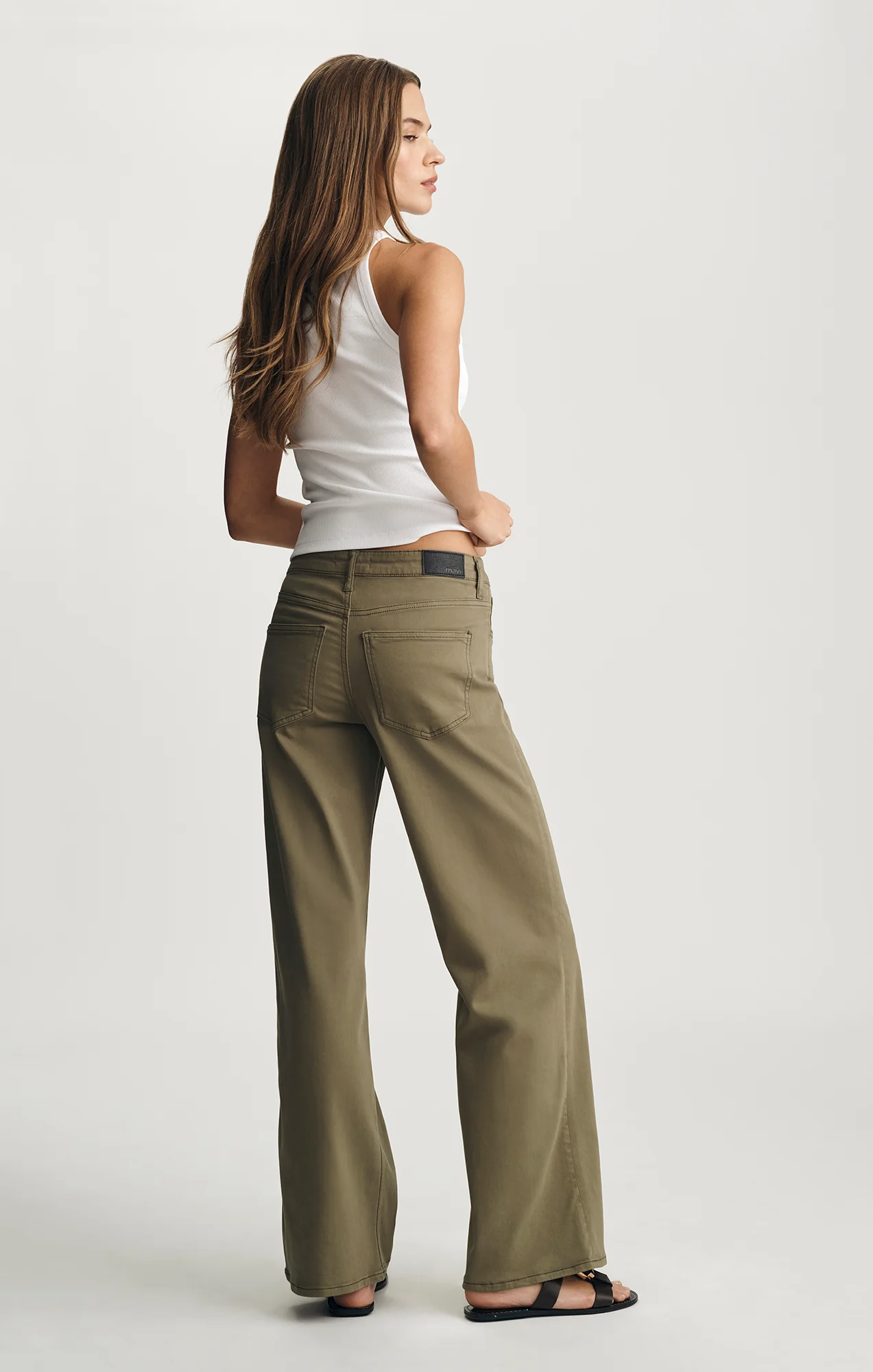 ALENA WIDE LEG IN DARK OLIVE SATEEN - Image 2