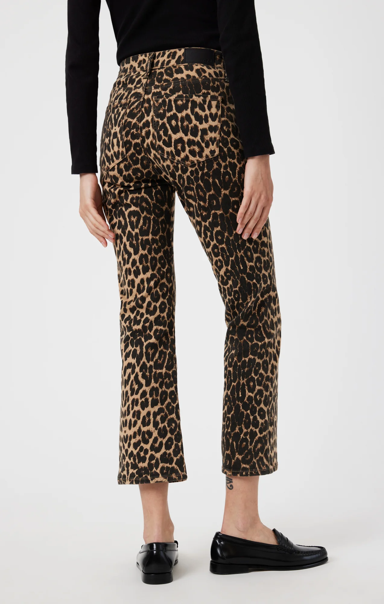 ANIKA CROP FLARE IN LEOPARD DENIM - Image 4