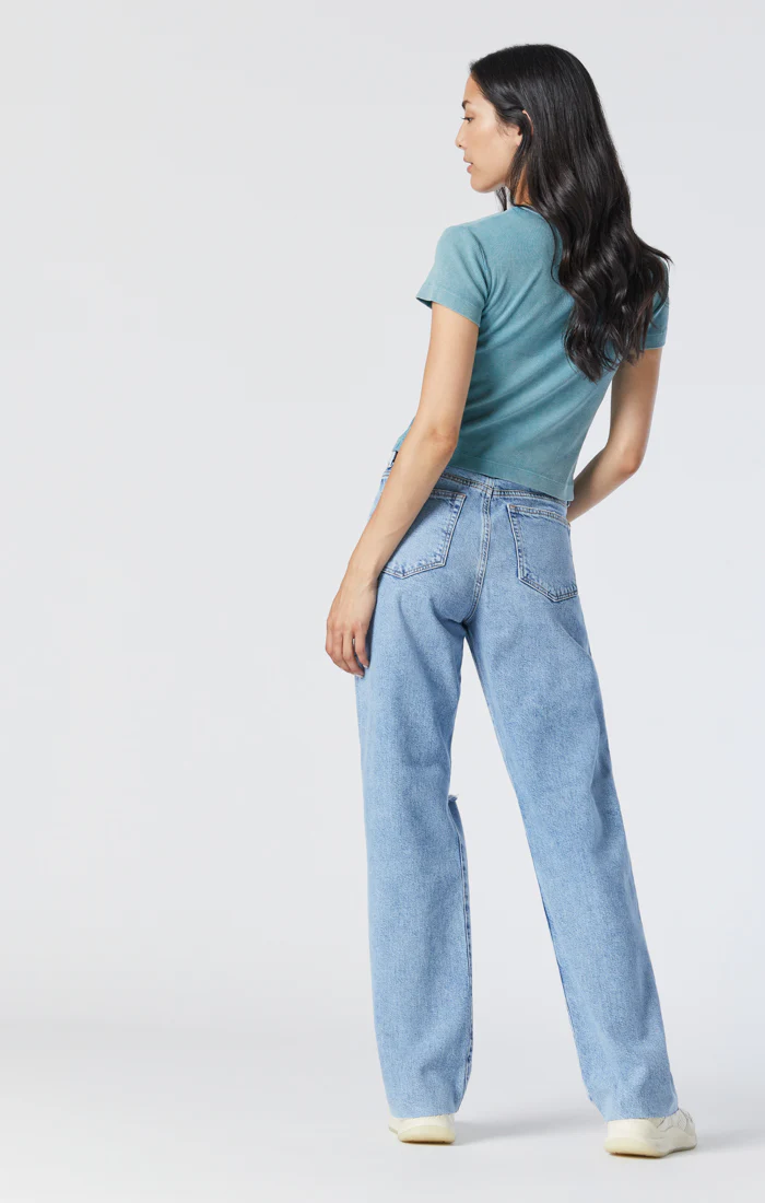 BARCELONA WIDE LEG JEANS IN LIGHT RIPPED ORGANIC BLUE - Image 3