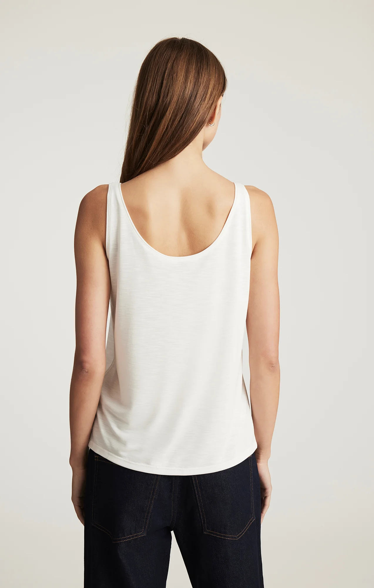 LUXE TOUCH TENCEL™ HENLEY TANK TOP IN ANTIQUE WHITE - Image 2