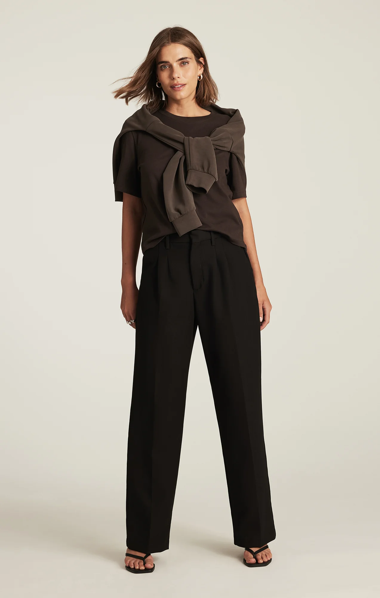 CHARLOTTE WIDE LEG IN BLACK SMART TWILL