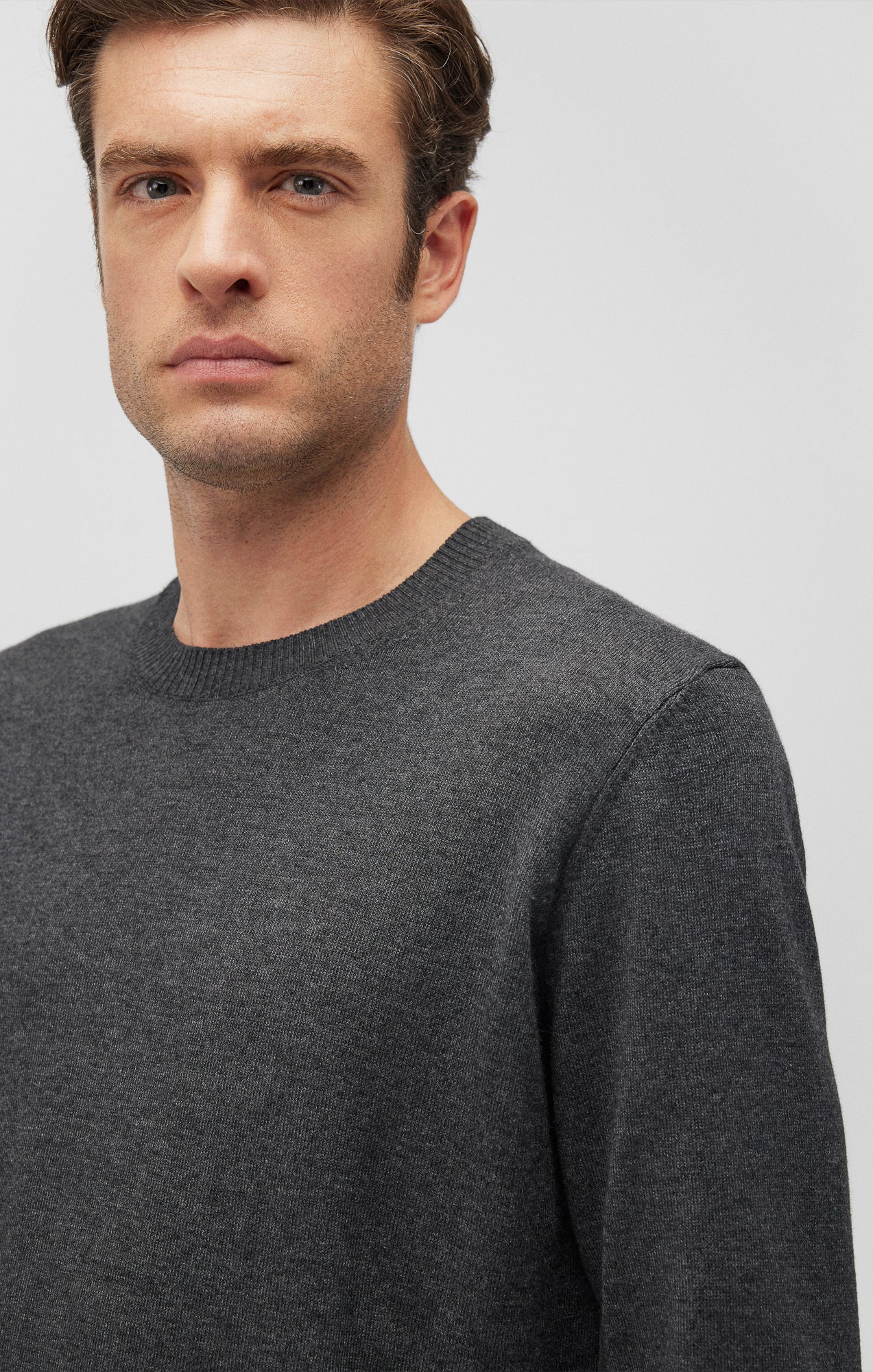 CREW NECK SWEATER IN ANTHRACITE MELANGE - Image 4