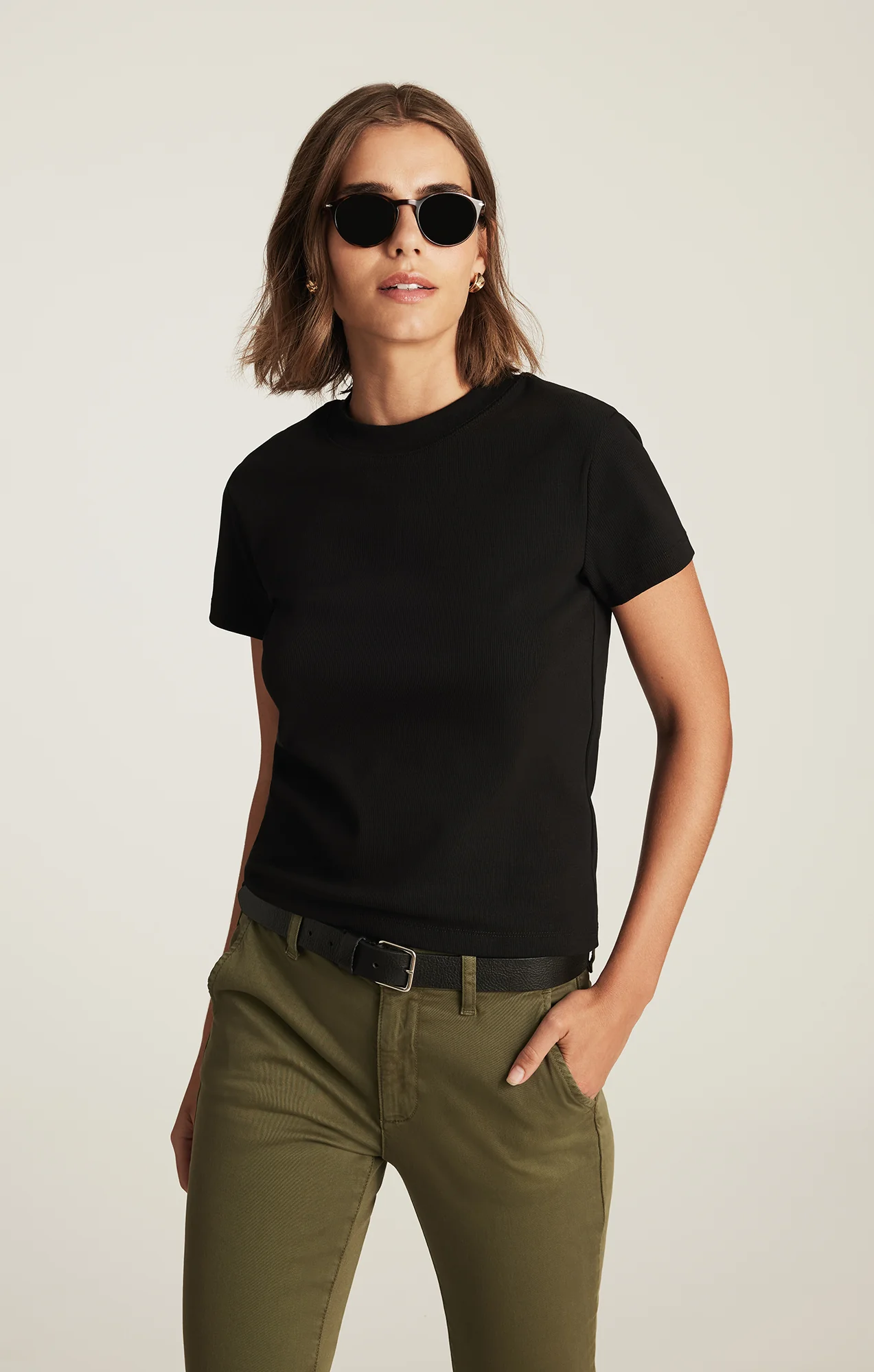 LAYLA RIBBED BABY T-SHIRT IN BLACK