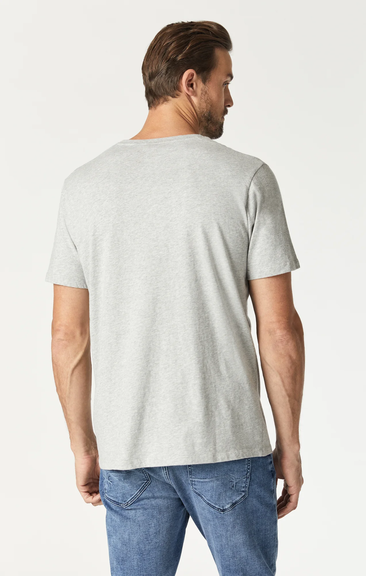 CREW NECK T-SHIRT IN LIGHT GREY MELANGE - Image 3
