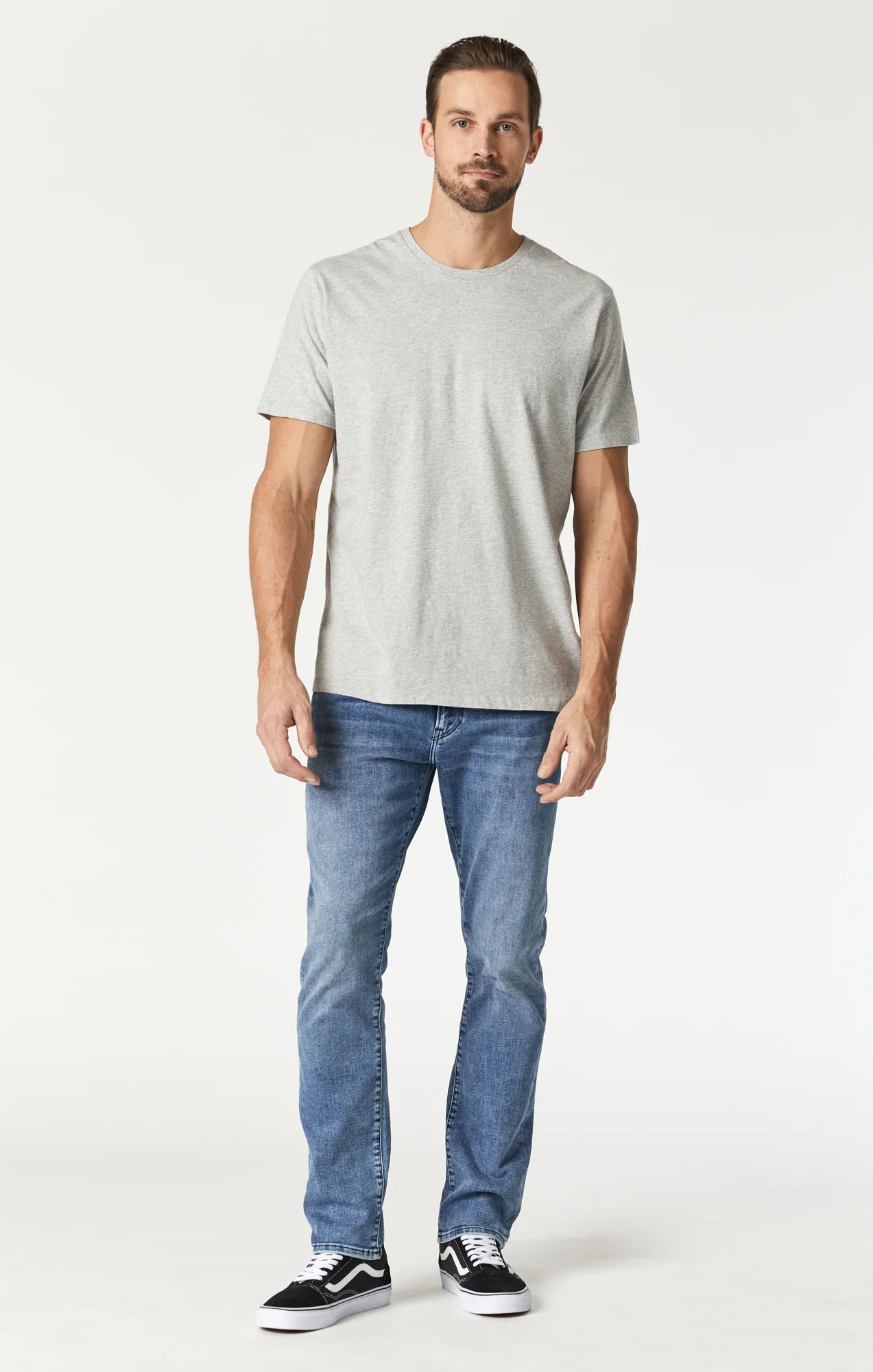 CREW NECK T-SHIRT IN LIGHT GREY MELANGE - Image 6