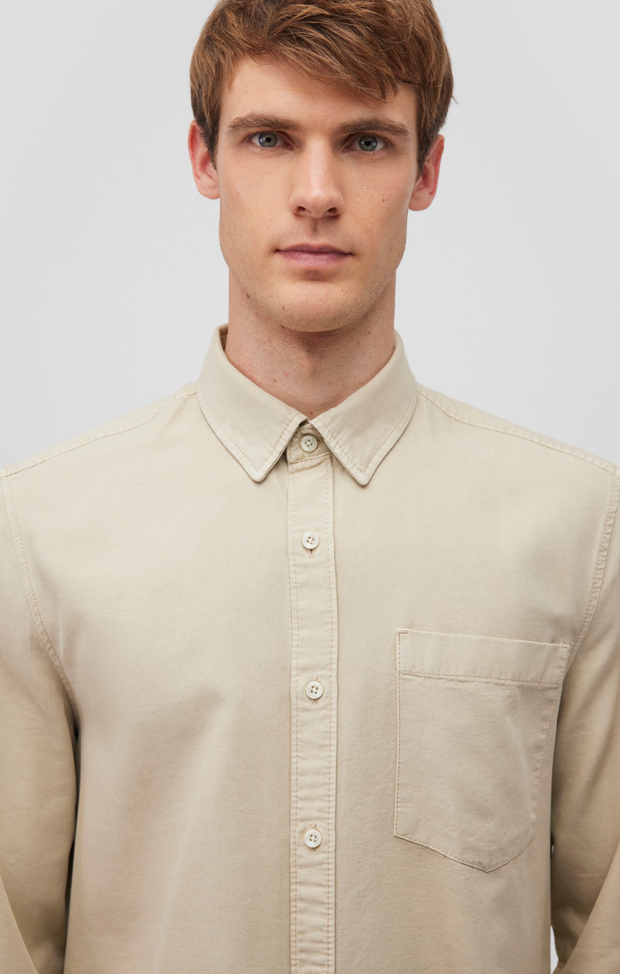 ONE POCKET BUTTON-UP SHIRT IN PELICAN - Image 3