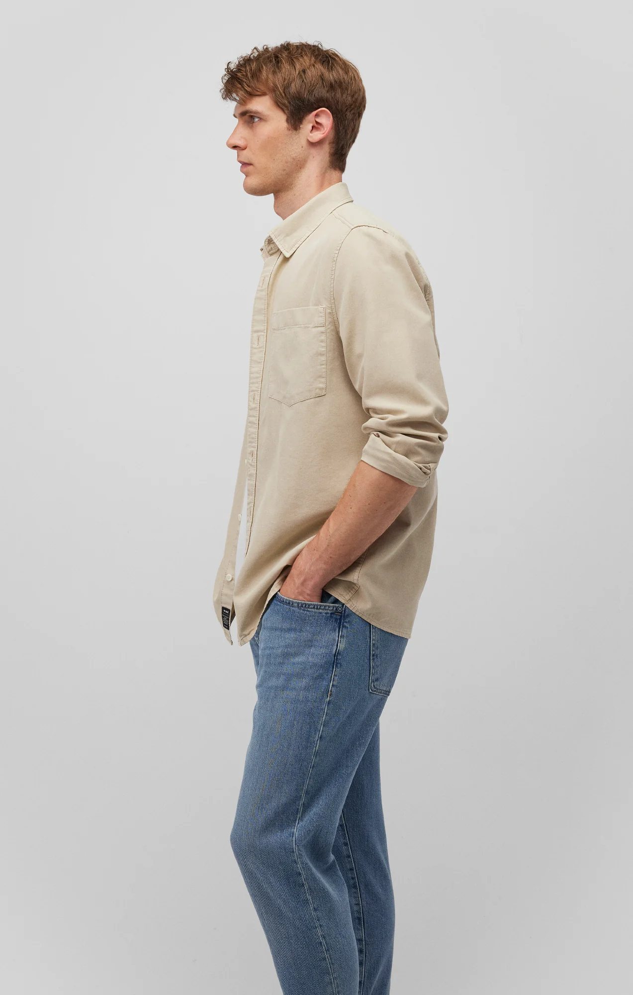 ONE POCKET BUTTON-UP SHIRT IN PELICAN - Image 4