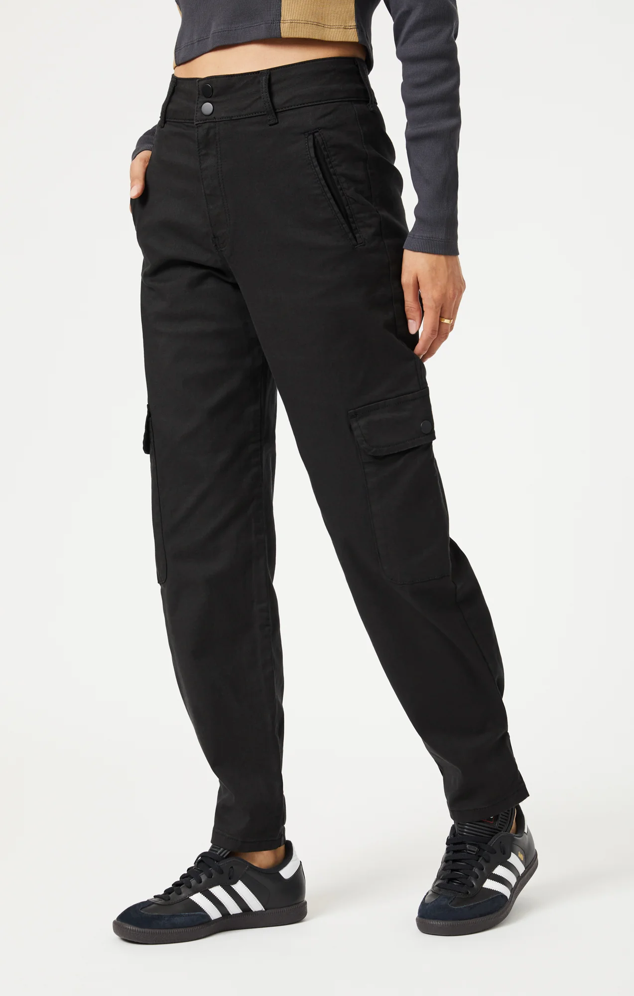 ELSIE CARGO PANTS IN BLACK LUXE TWILL - Image 3