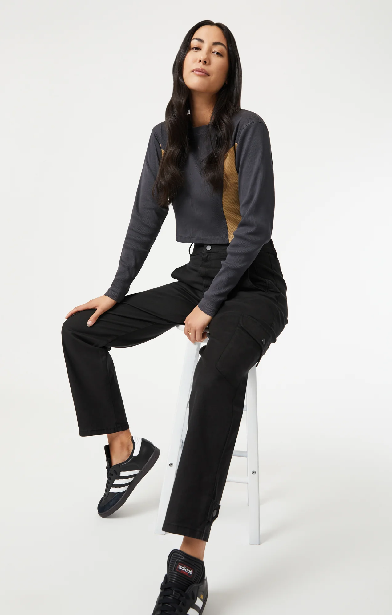 ELSIE CARGO PANTS IN BLACK LUXE TWILL - Image 7