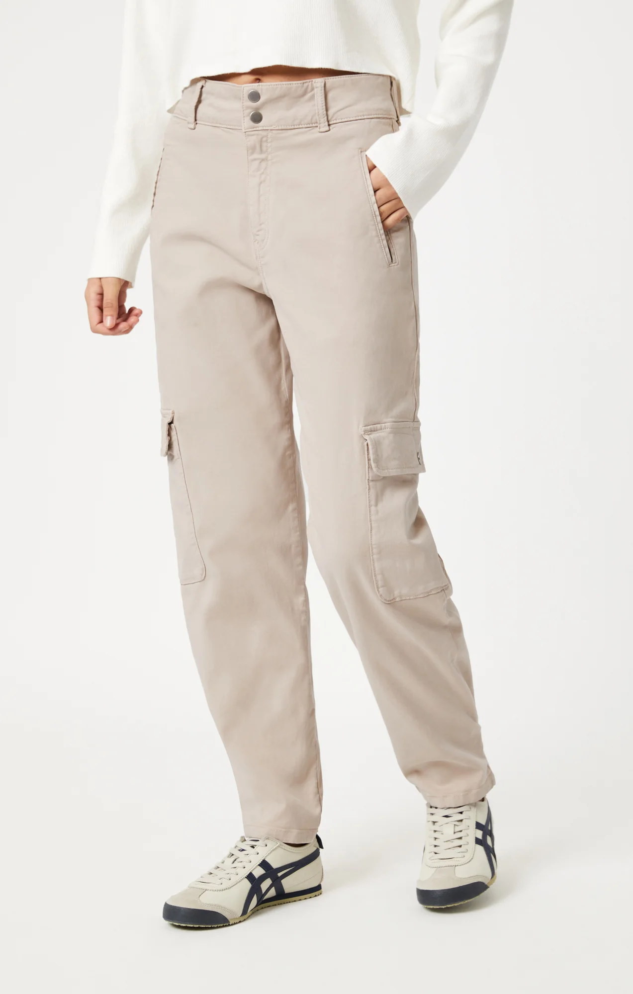 ELSIE CARGO PANTS IN SILVER GREY LUXE TWILL - Image 3