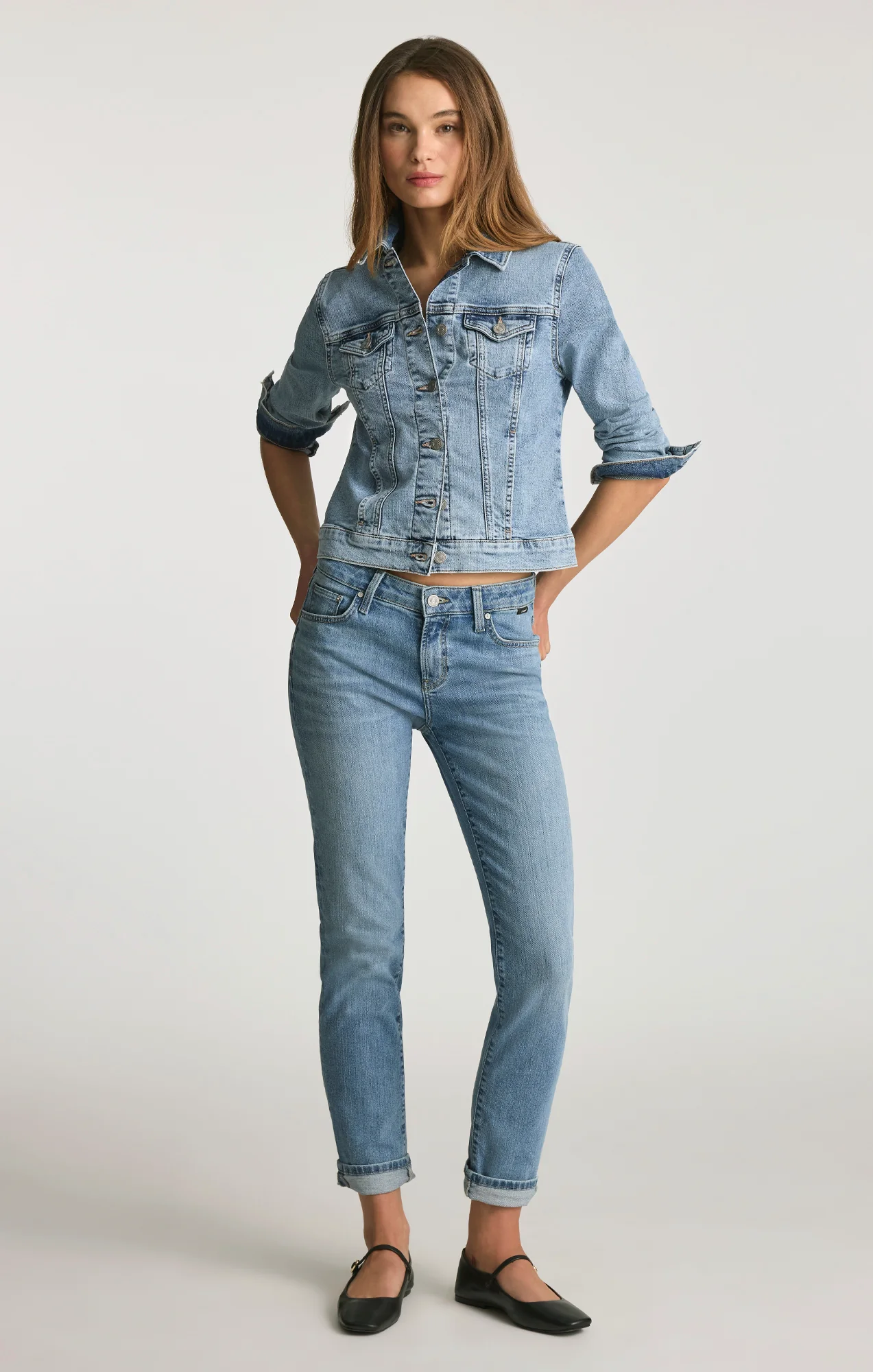 EMMA SLIM BOYFRIEND IN LIGHT BRUSHED FLEX BLUE