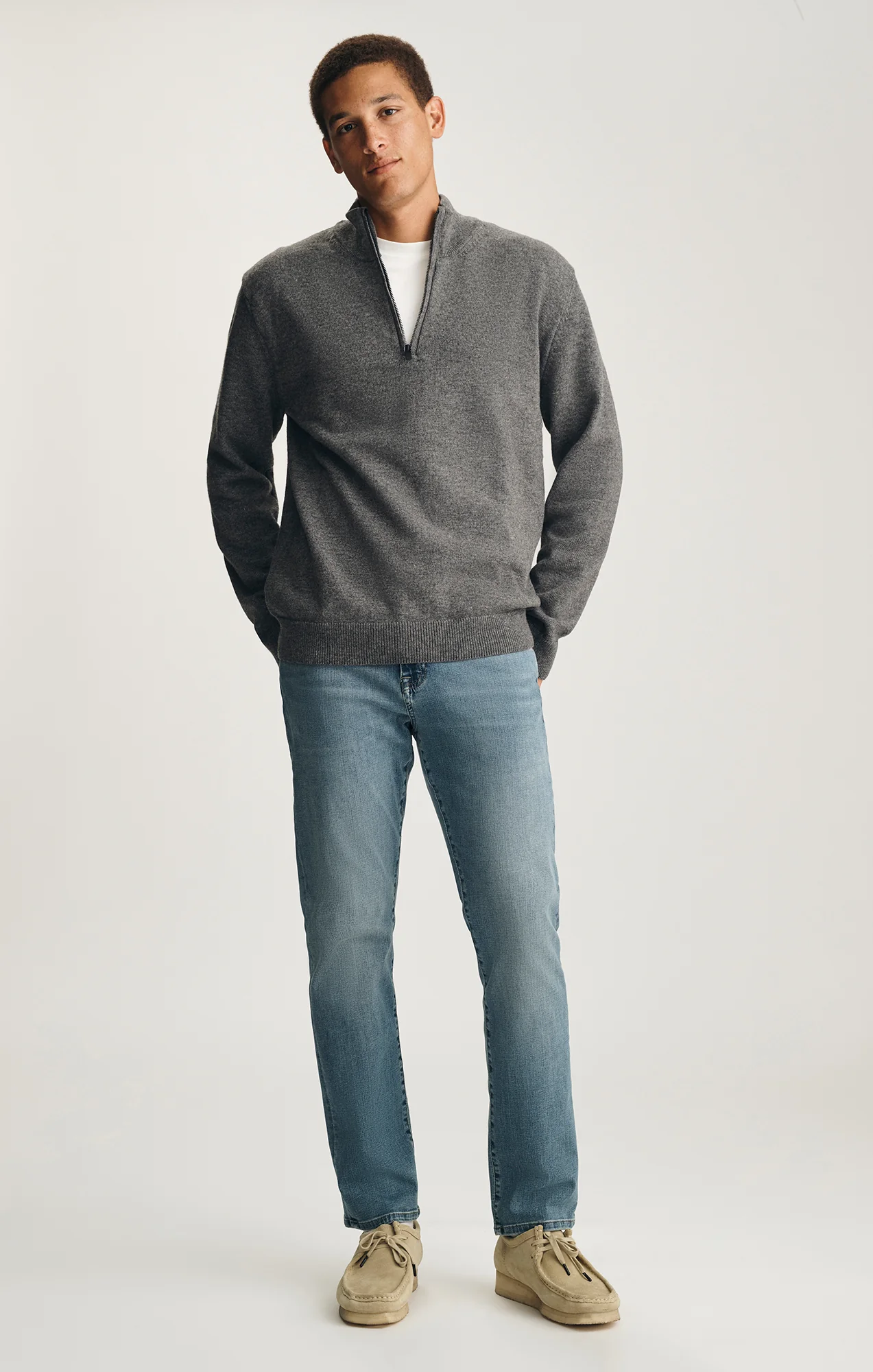 HALF ZIP SWEATER IN DARK GREY MELANGE - Image 4