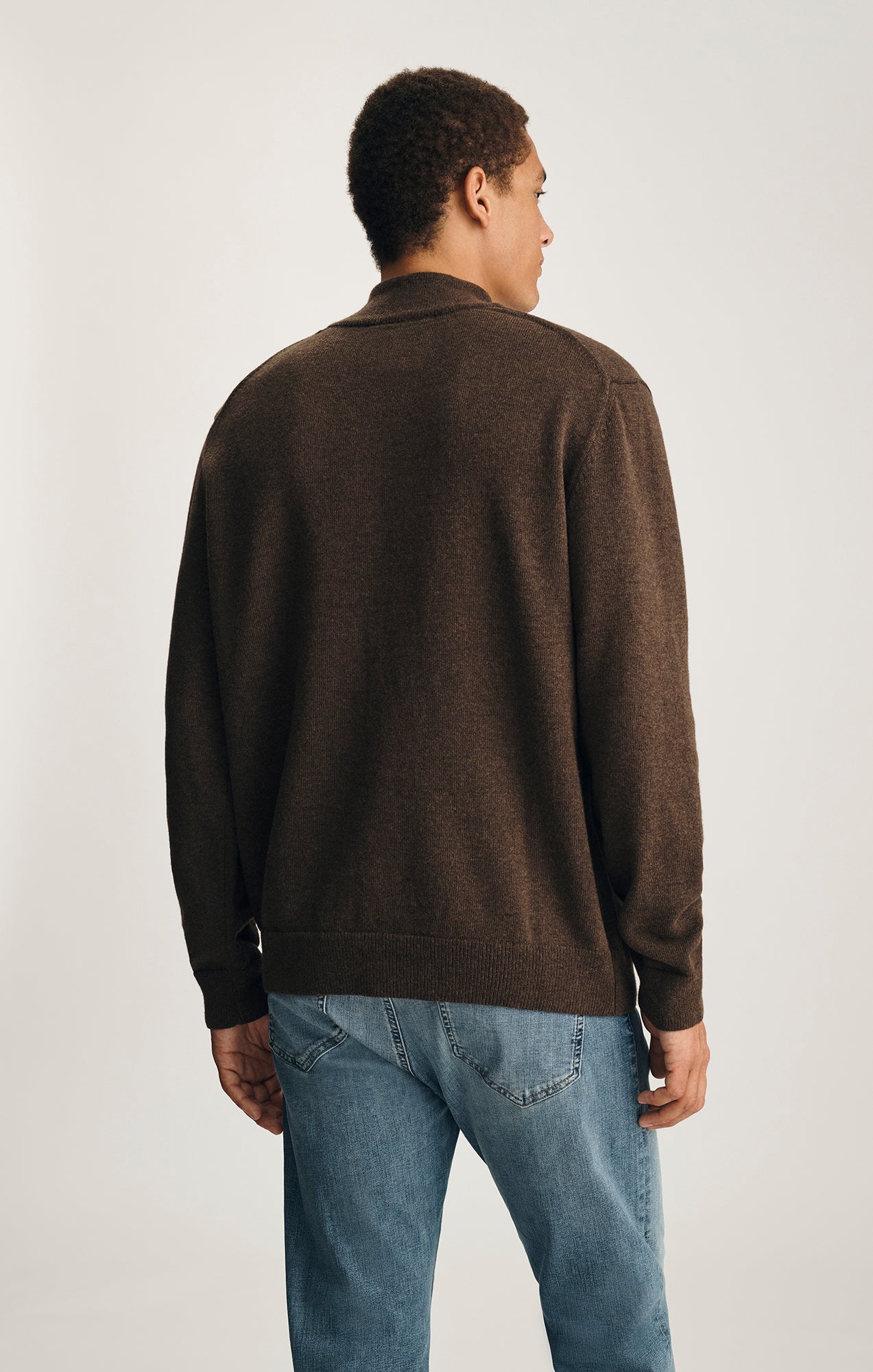 HALF ZIP SWEATER IN SEAL BROWN - Image 2