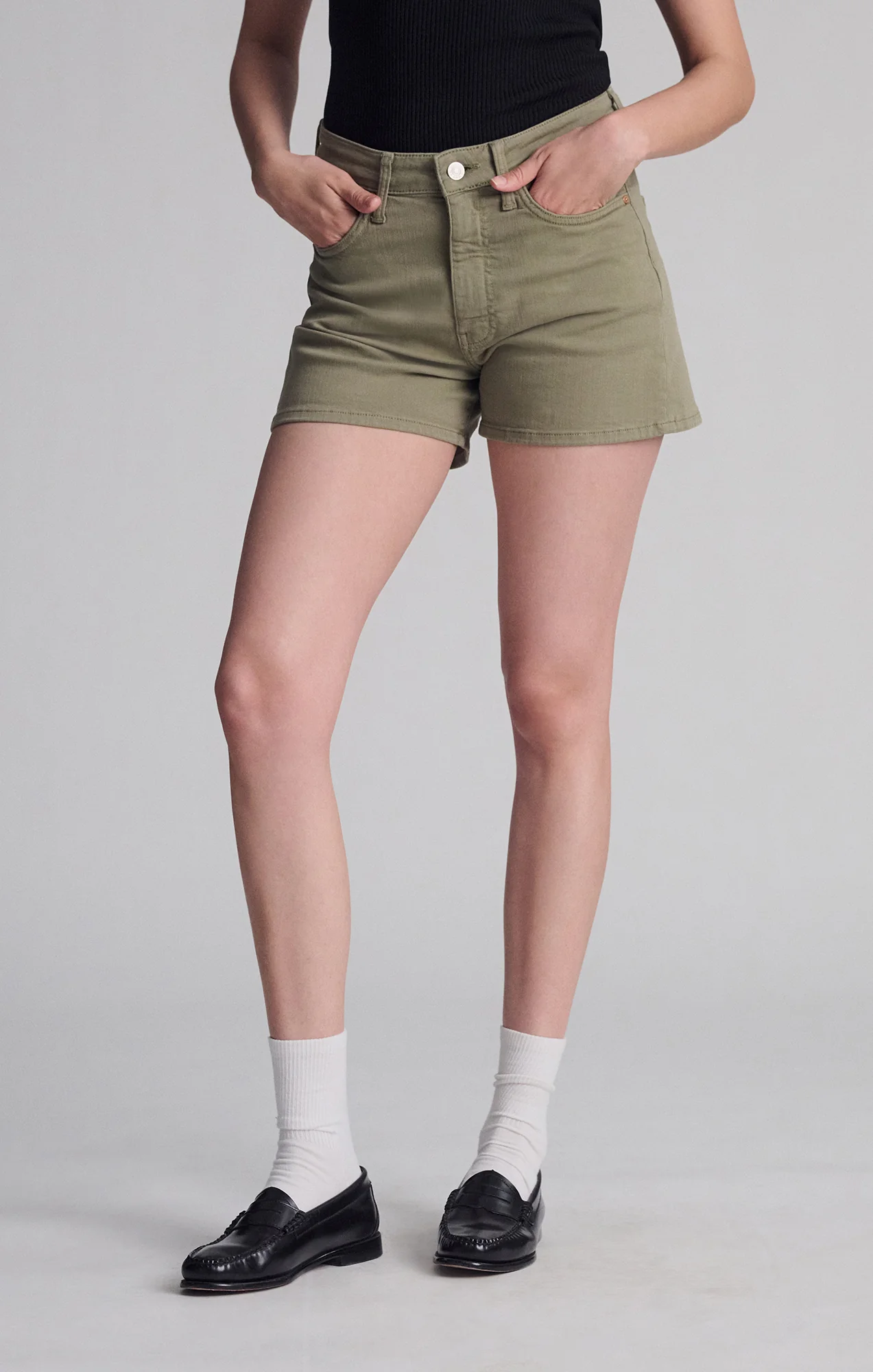 HEIDI STRAIGHT LEG SHORTS IN GREEN FLEX BLUE - Image 5