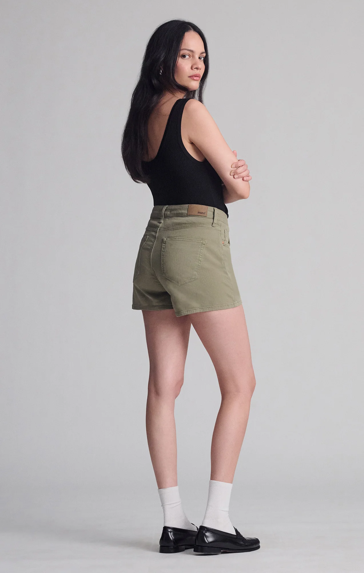 HEIDI STRAIGHT LEG SHORTS IN GREEN FLEX BLUE - Image 6