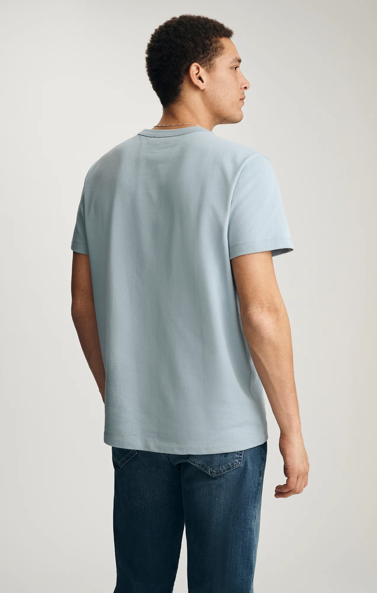 HERITAGE CREW NECK T-SHIRT IN DUSTY BLUE - Image 2