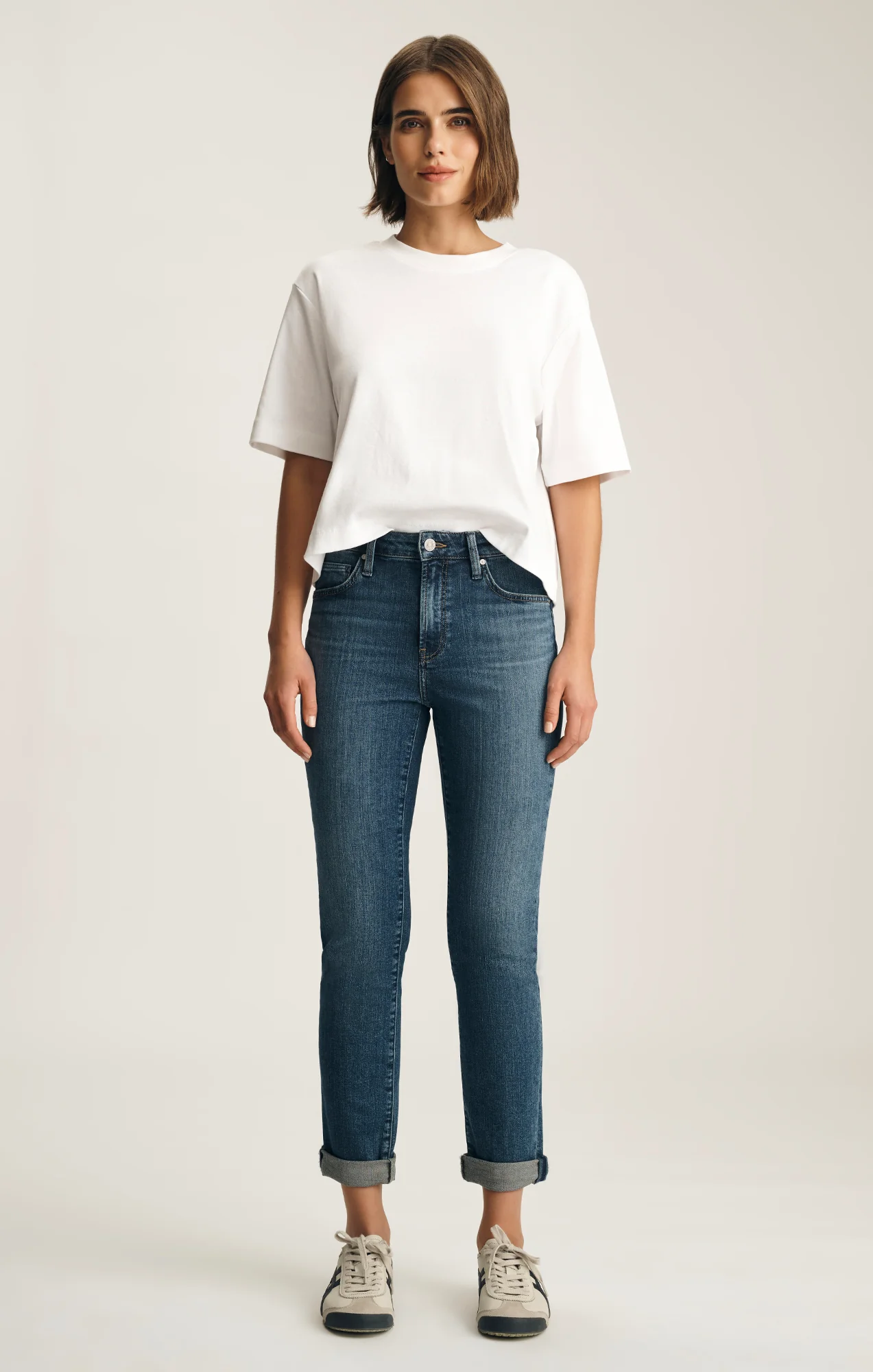 KATHLEEN SLIM BOYFRIEND IN DARK BRUSHED FLEX BLUE - Image 3