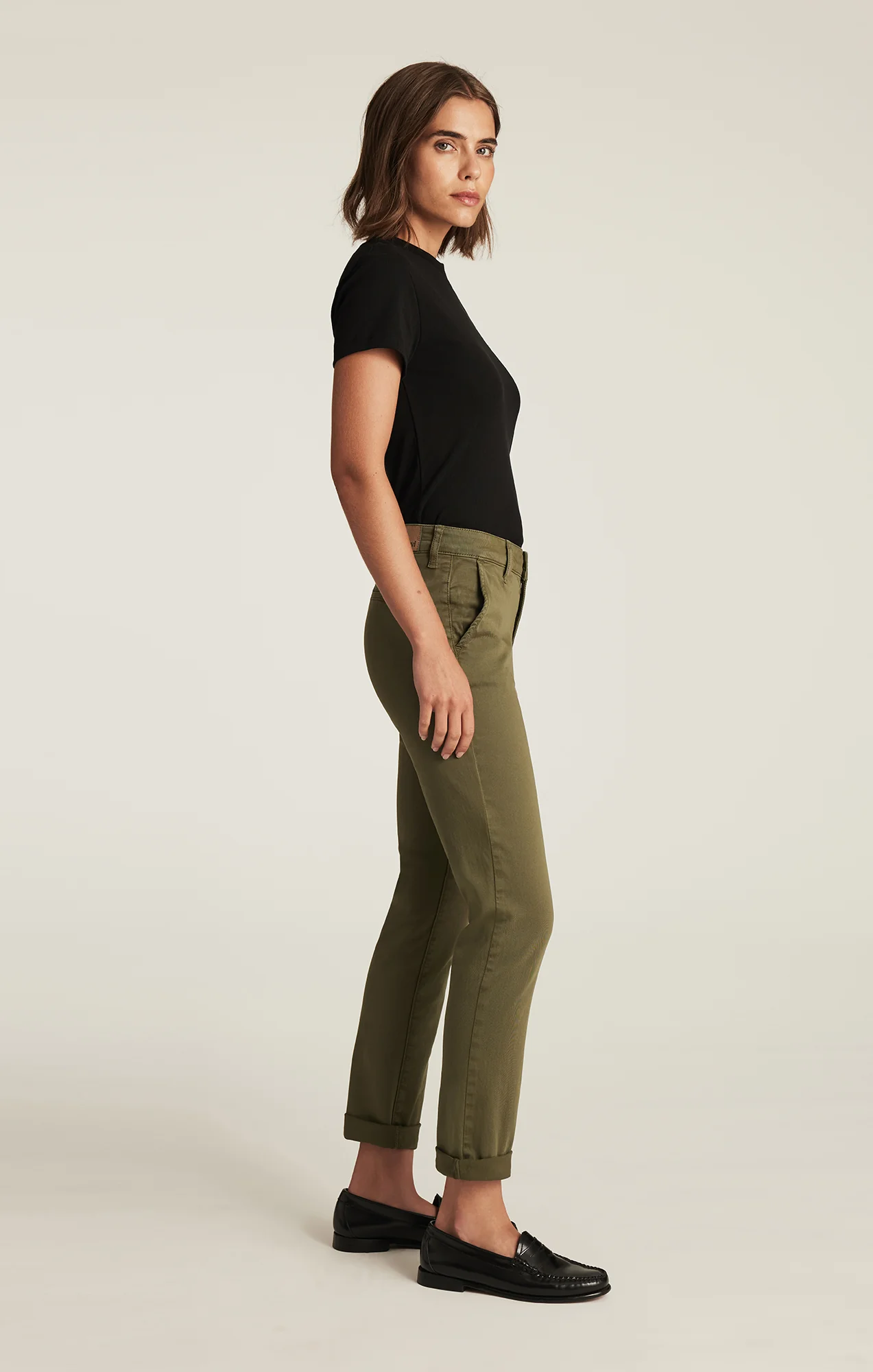 KATHLEEN SLIM BOYFRIEND CHINO IN DARK OLIVE CASUAL TWILL - Image 2