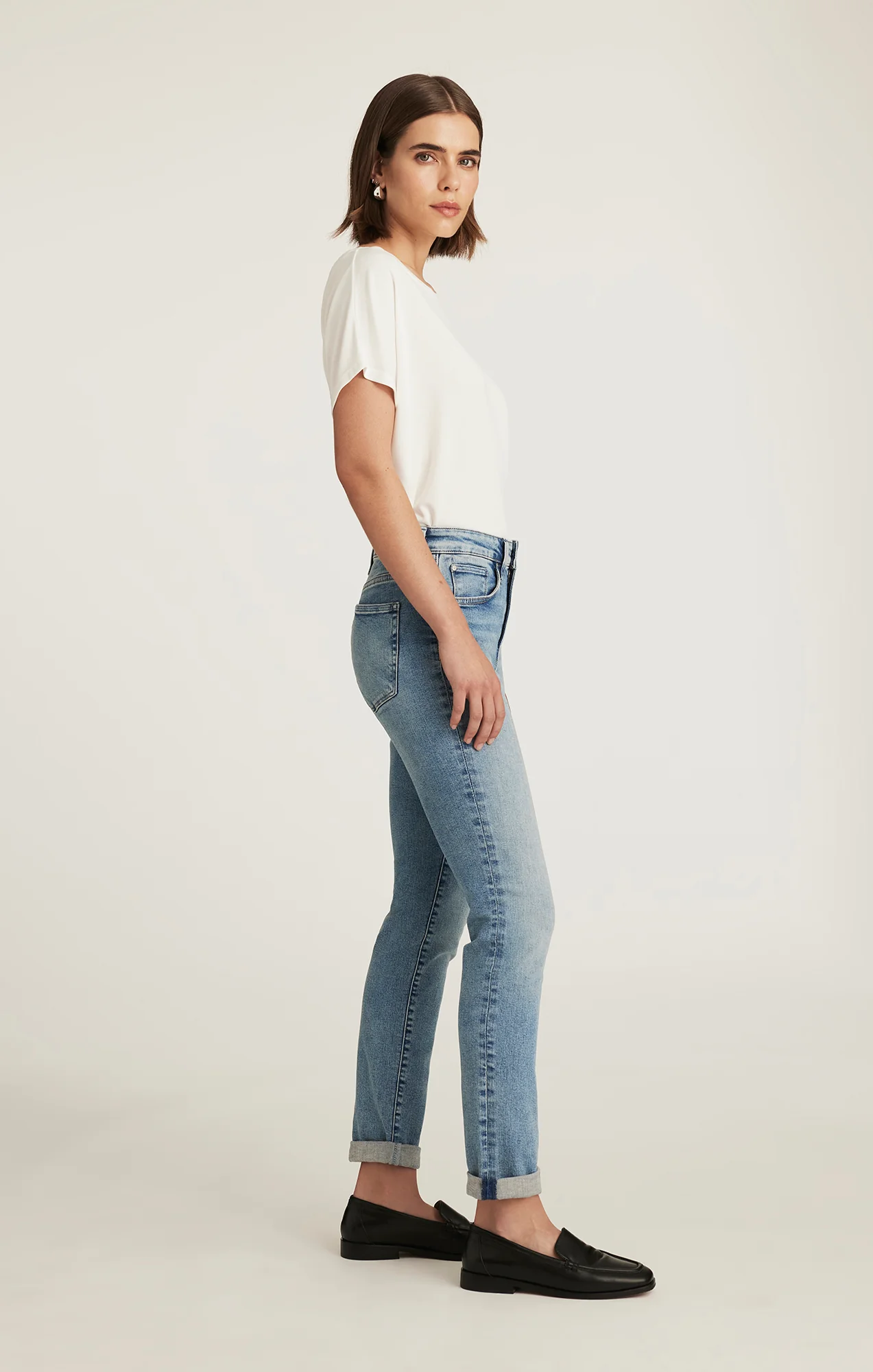 KATHLEEN SLIM BOYFRIEND IN LIGHT BRUSHED FLEX BLUE - Image 2