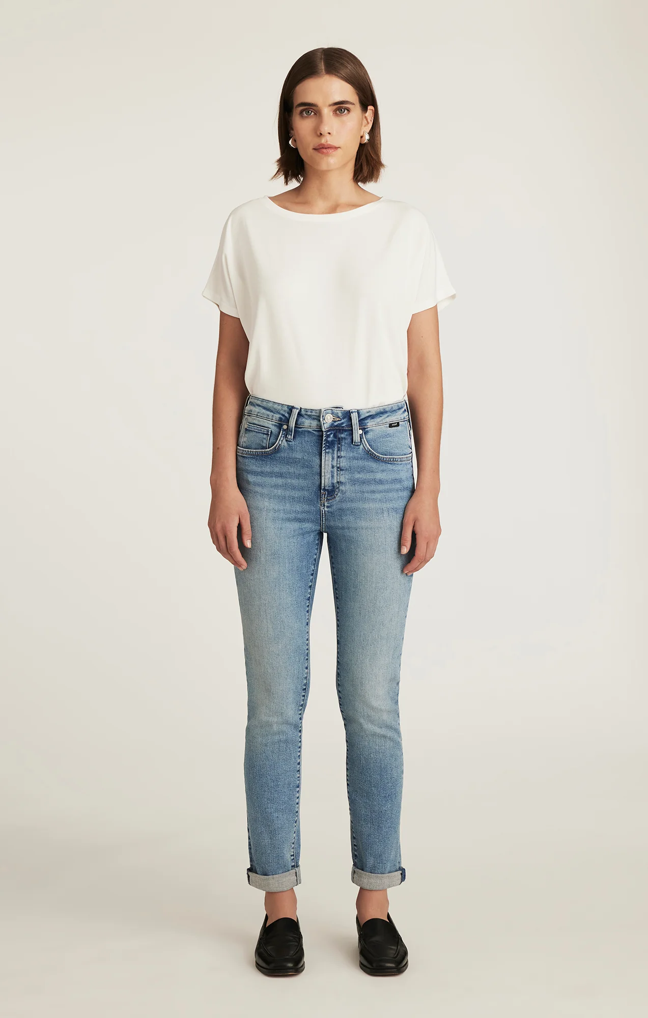 KATHLEEN SLIM BOYFRIEND IN LIGHT BRUSHED FLEX BLUE - Image 4