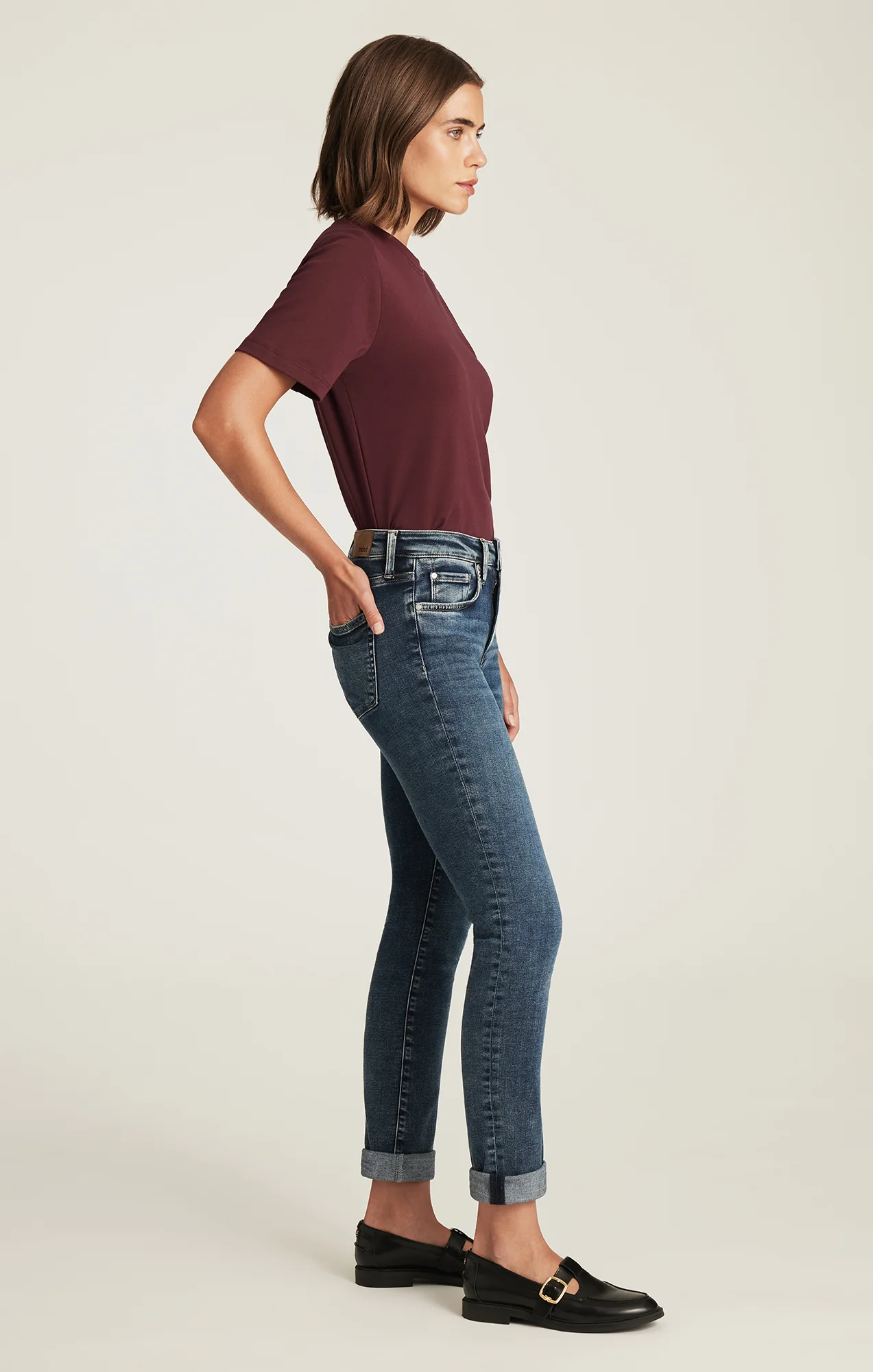 KATHLEEN SLIM BOYFRIEND IN USED BRUSHED FEATHER BLUE - Image 2