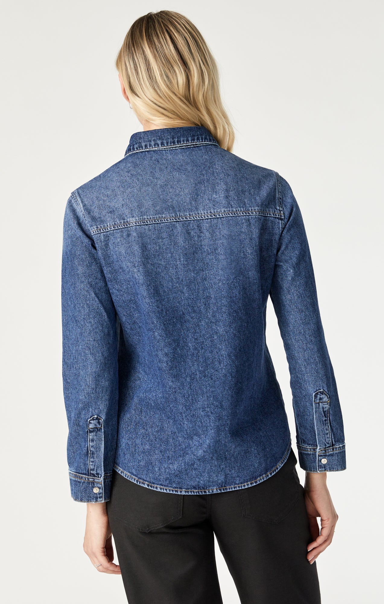 LEVIN SEMI-FITTED DENIM SHIRT IN DARK BLUE DENIM - Image 3