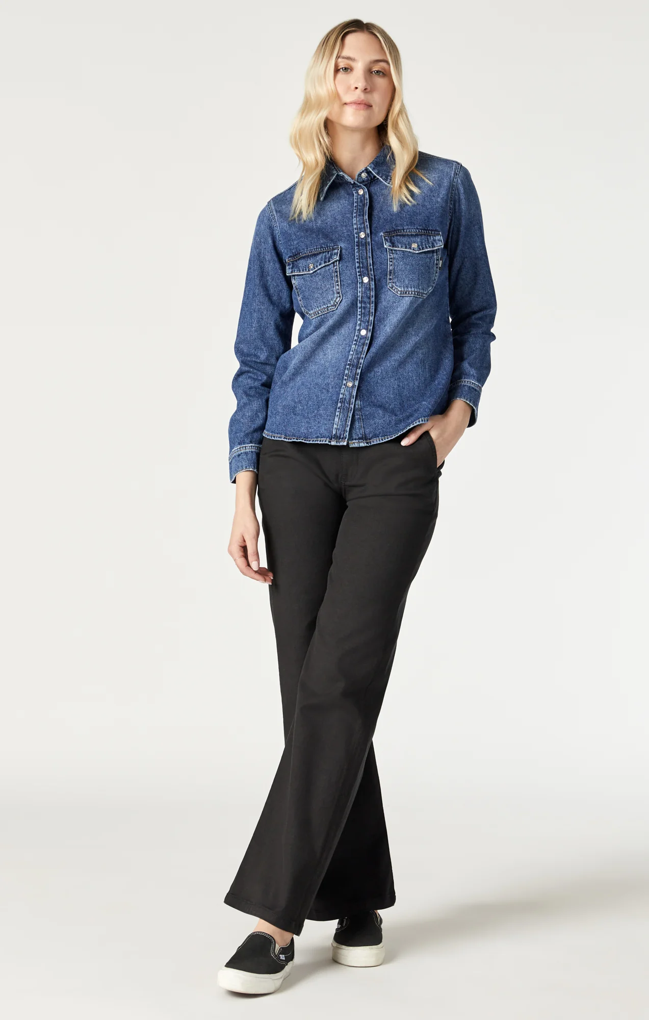 LEVIN SEMI-FITTED DENIM SHIRT IN DARK BLUE DENIM - Image 4