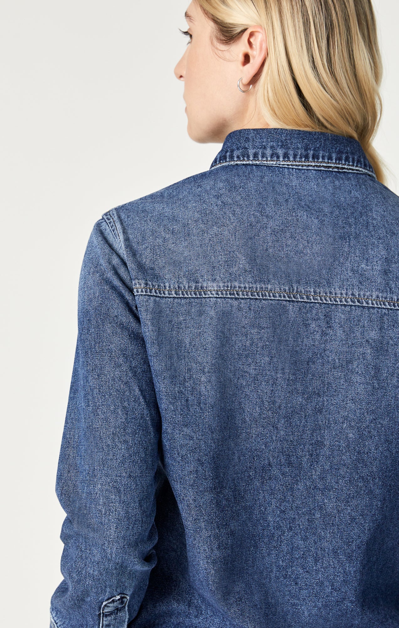 LEVIN SEMI-FITTED DENIM SHIRT IN DARK BLUE DENIM - Image 5