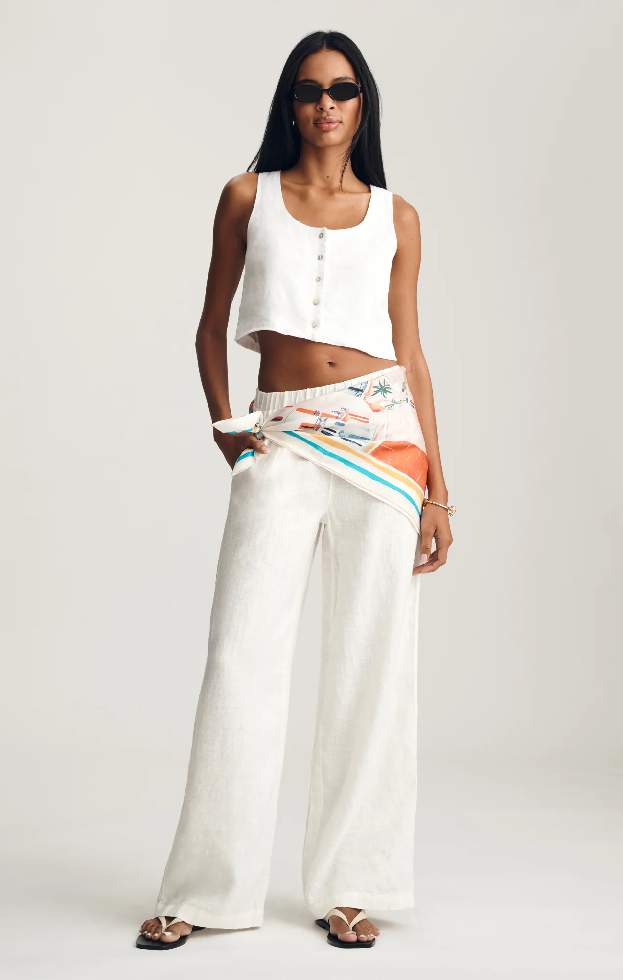 LINEN WIDE LEG PANTS IN ANTIQUE WHITE