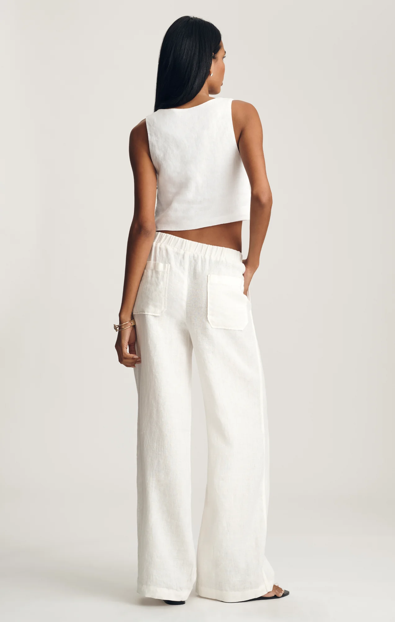 LINEN WIDE LEG PANTS IN ANTIQUE WHITE - Image 5
