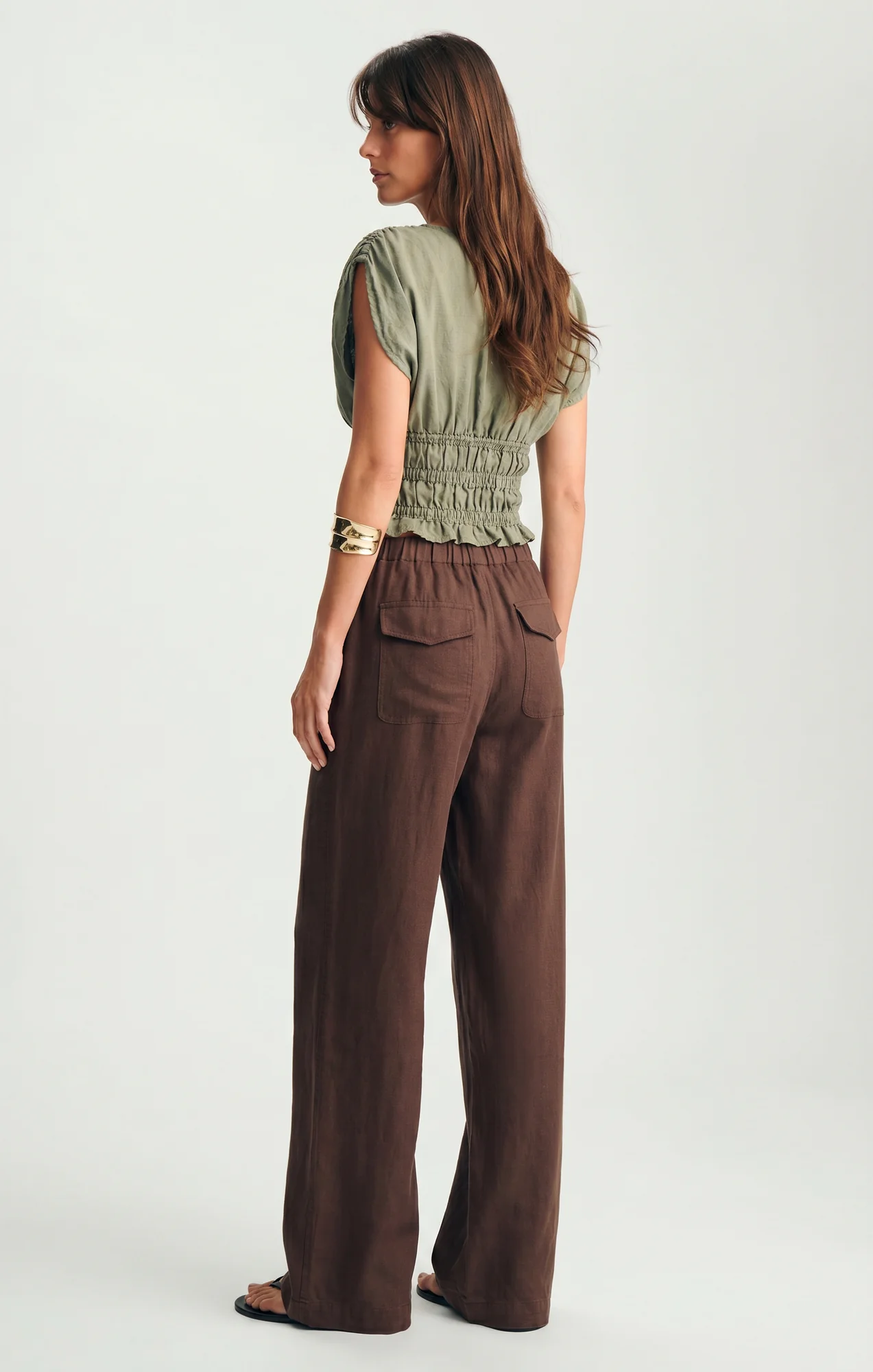 LINEN WIDE LEG PANTS IN CARAFE - Image 2