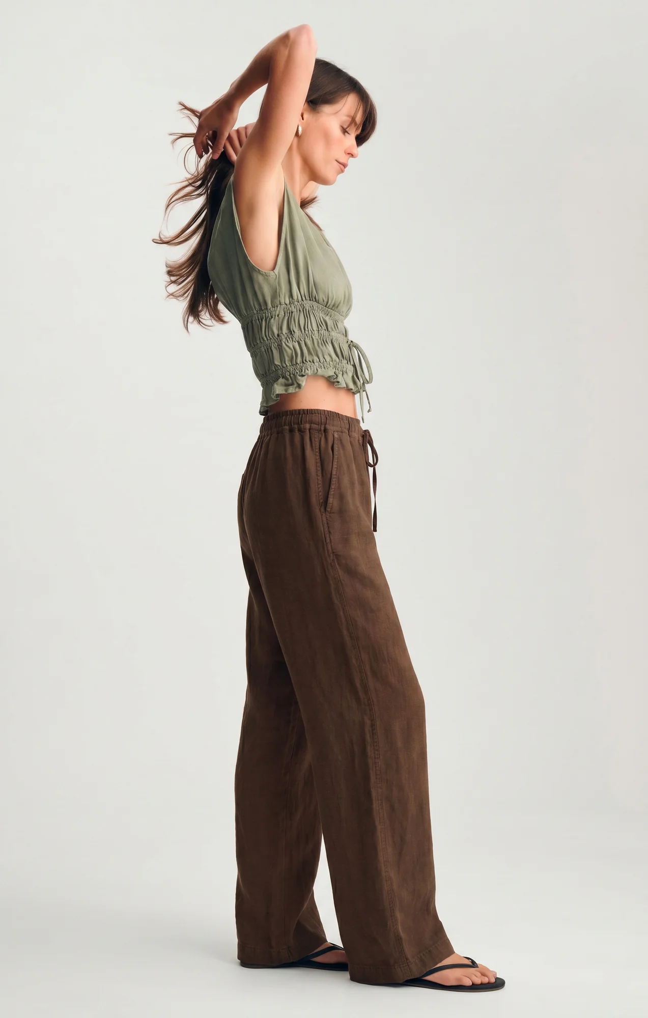 LINEN WIDE LEG PANTS IN CARAFE - Image 3