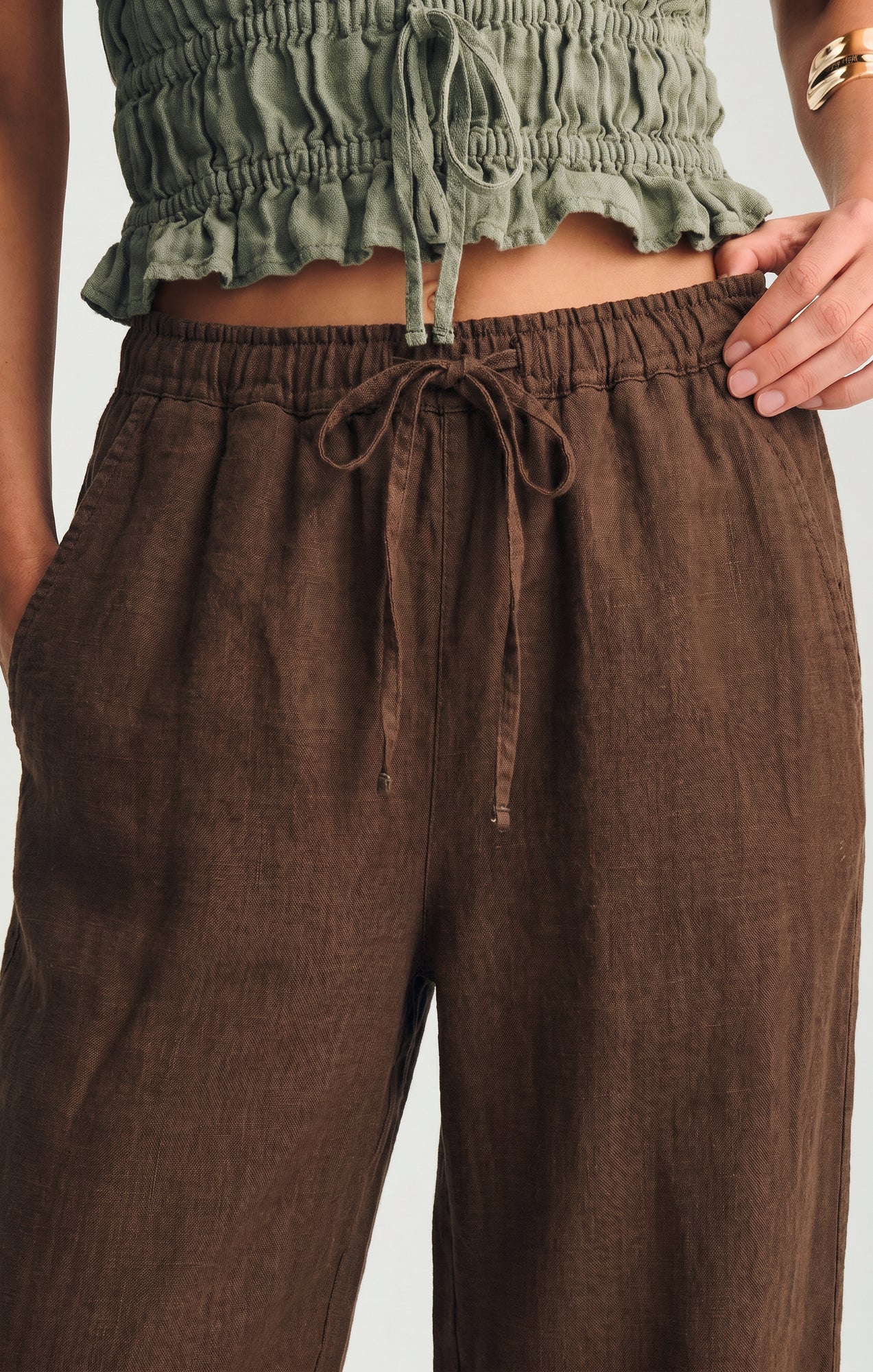 LINEN WIDE LEG PANTS IN CARAFE - Image 4