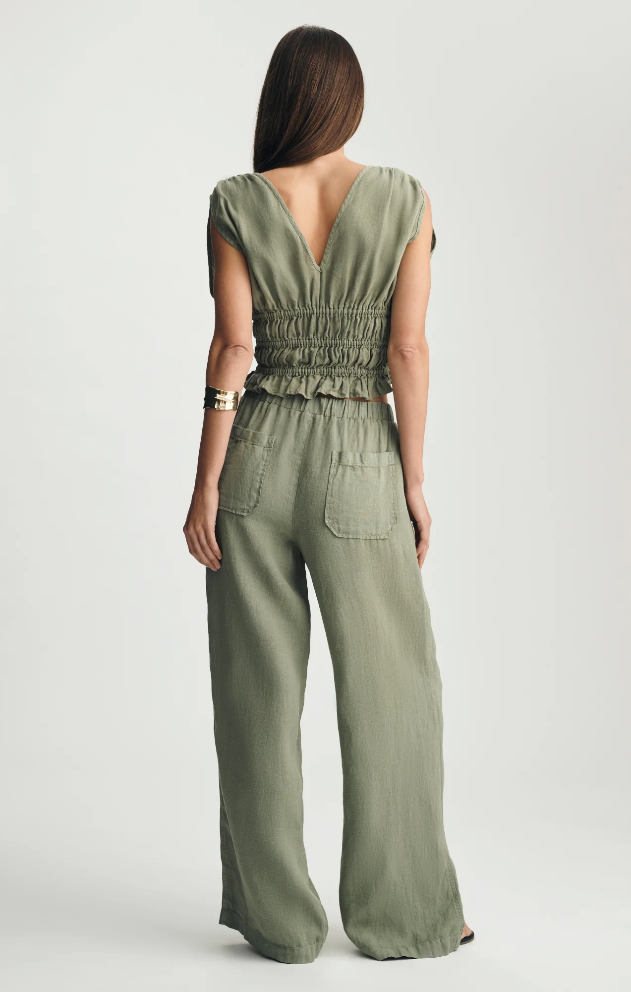 LINEN WIDE LEG PANTS IN SEA SPRAY - Image 4