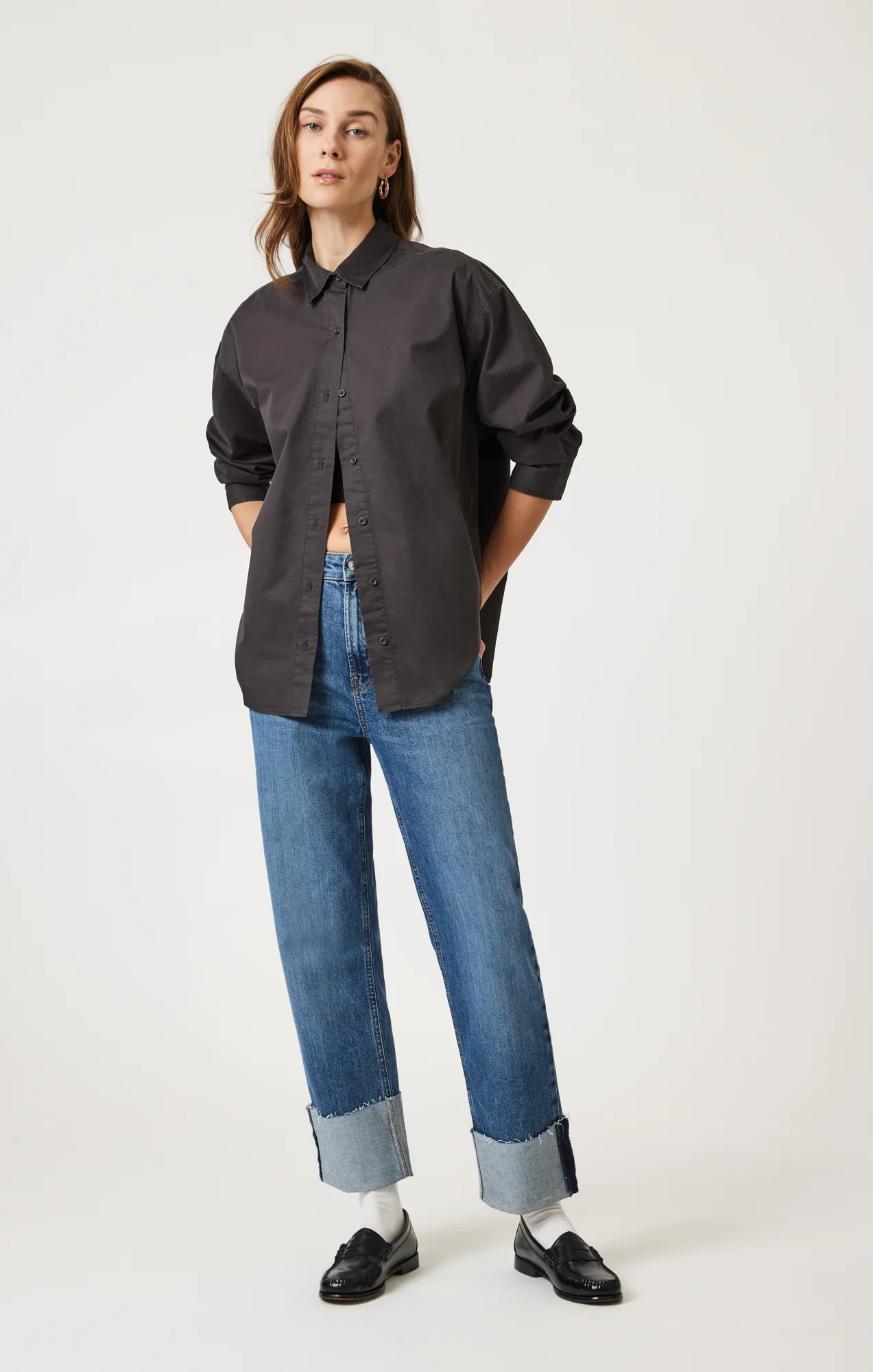LONG SLEEVE BUTTON-UP SHIRT IN MAGNET - Image 5