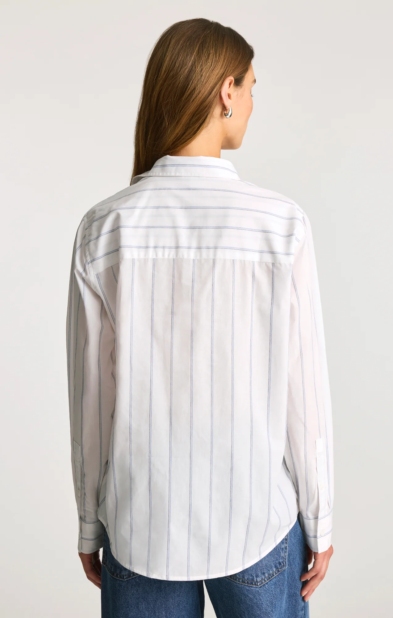 LONG SLEEVE BUTTON-UP SHIRT IN BLUE STRIPED - Image 3