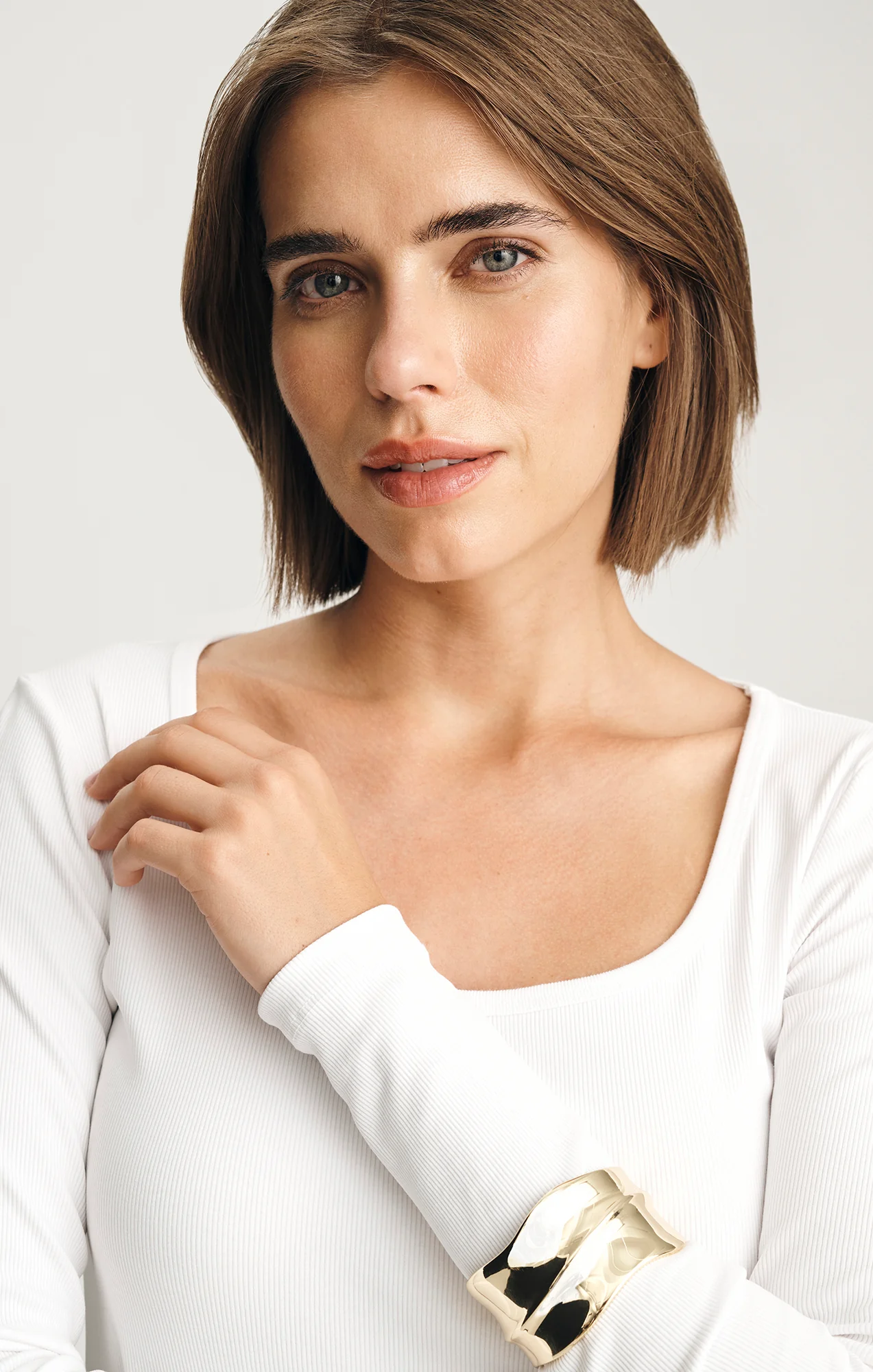 SOFIA RIBBED SQUARE NECK T-SHIRT IN WHITE - Image 3