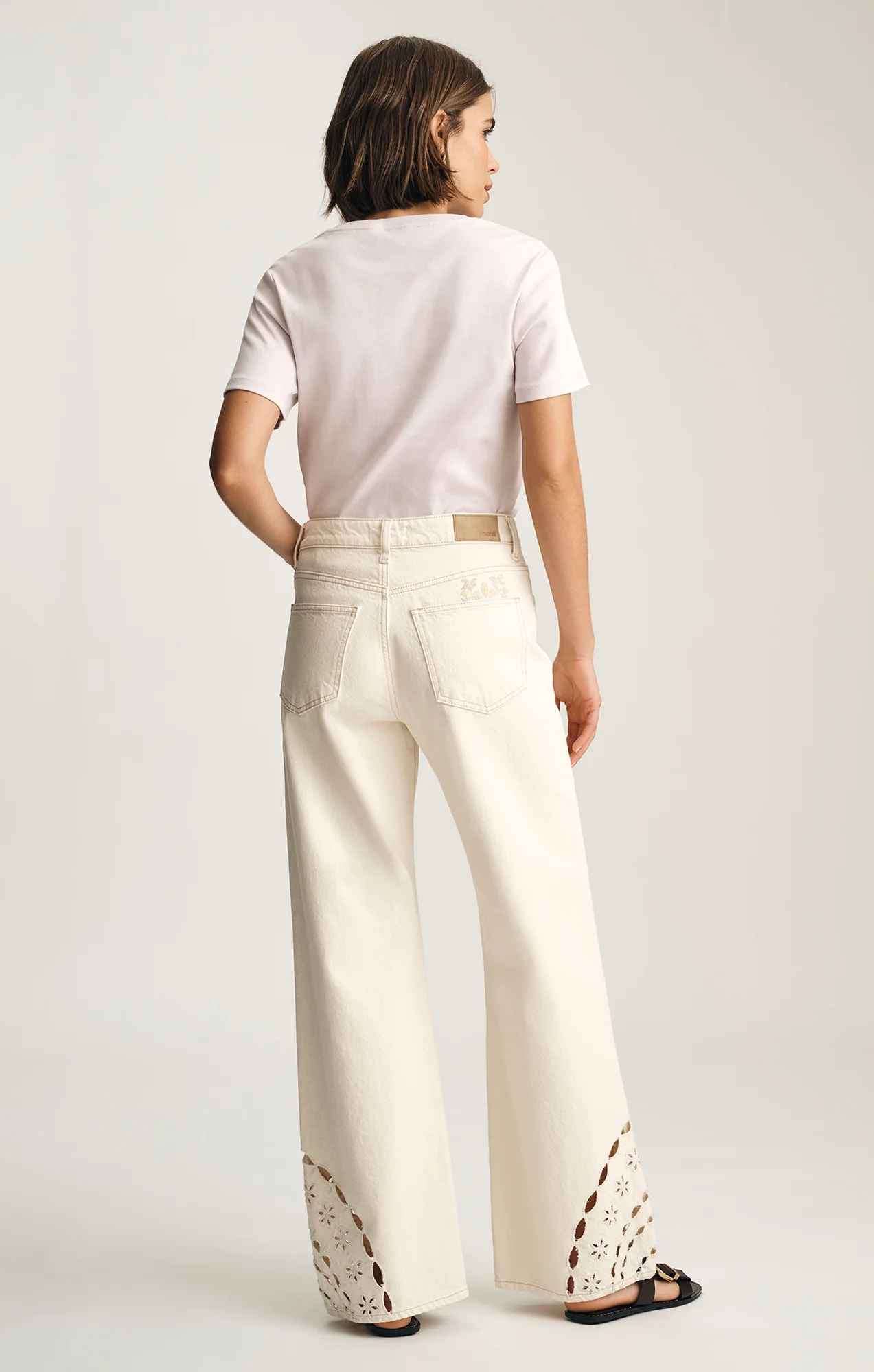 MALIBU WIDE LEG IN CREAM EMBROIDERED DENIM - Image 4