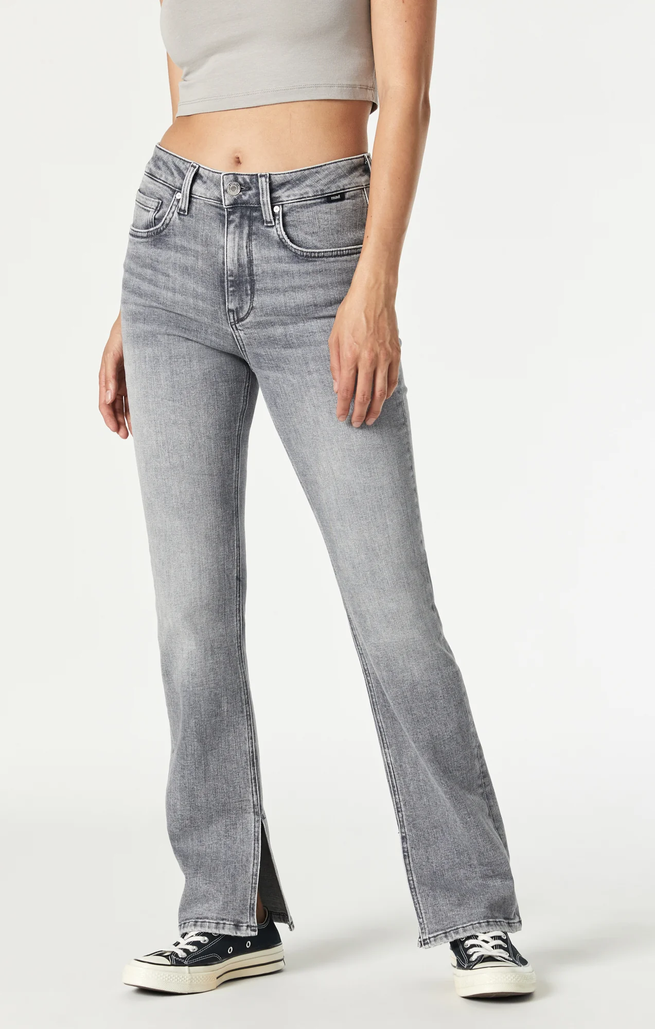 MARIA SLIT HEM FLARE IN VINTAGE GREY LA BLUE - Image 3