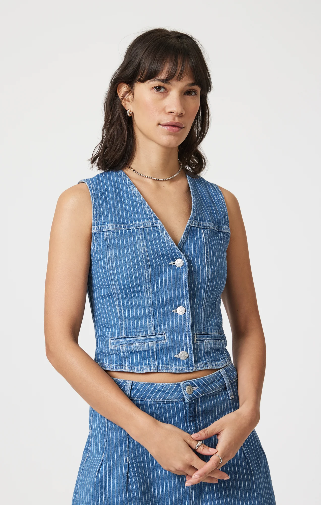 MERLIN VEST IN BLUE STRIPE DENIM - Image 3