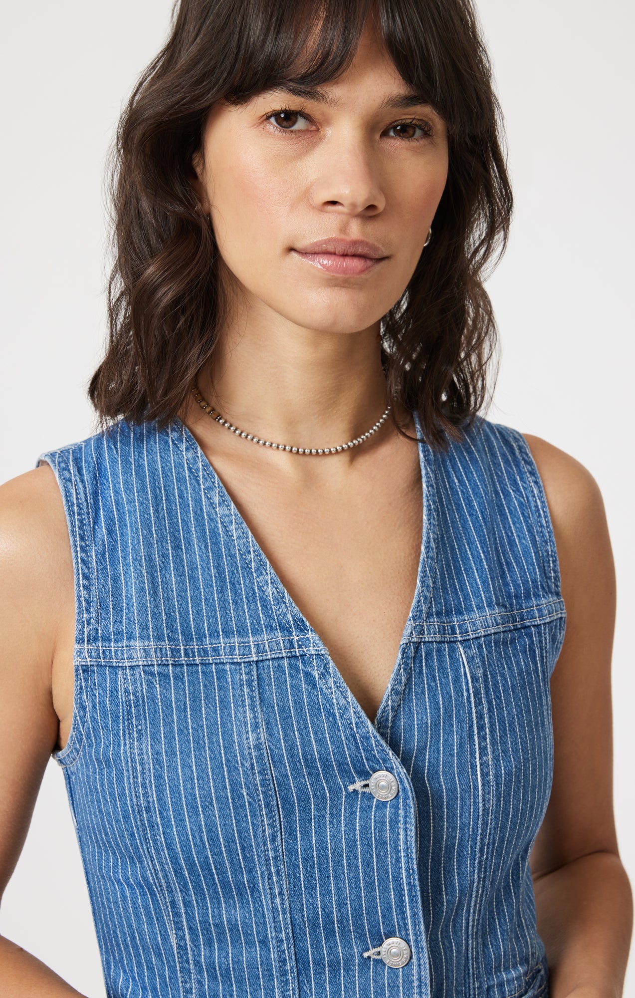 MERLIN VEST IN BLUE STRIPE DENIM - Image 6