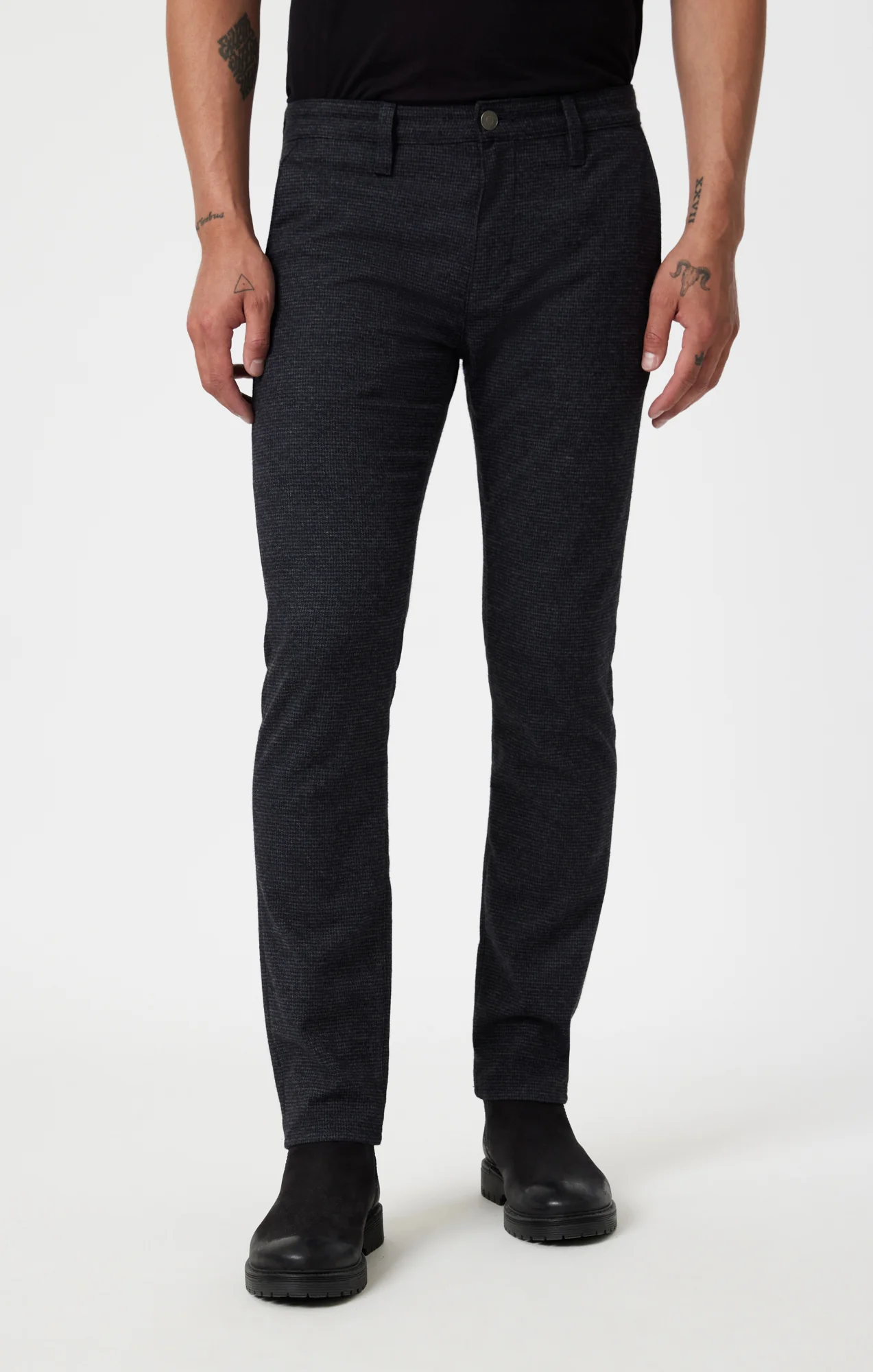 MILTON SLIM STRAIGHT CHINO IN NAVY HERRINGBONE - Image 3