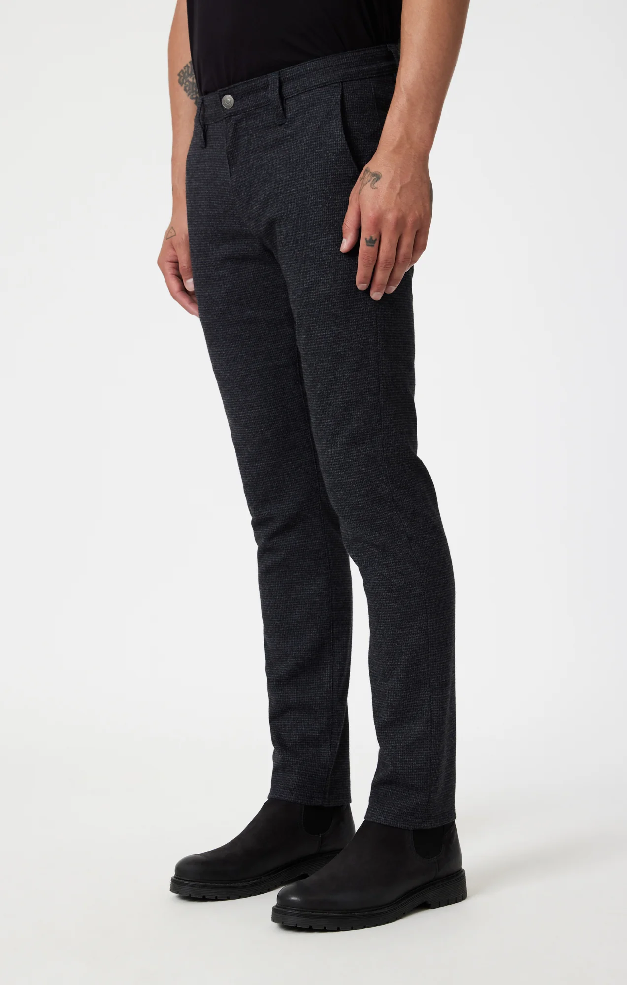 MILTON SLIM STRAIGHT CHINO IN NAVY HERRINGBONE - Image 4