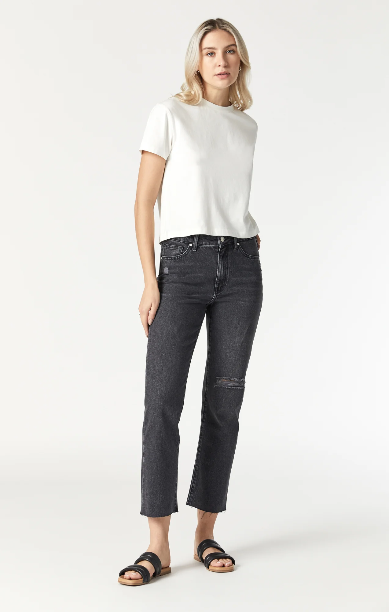 NEW YORK STRAIGHT LEG IN SMOKE RIPPED DENIM - Image 2