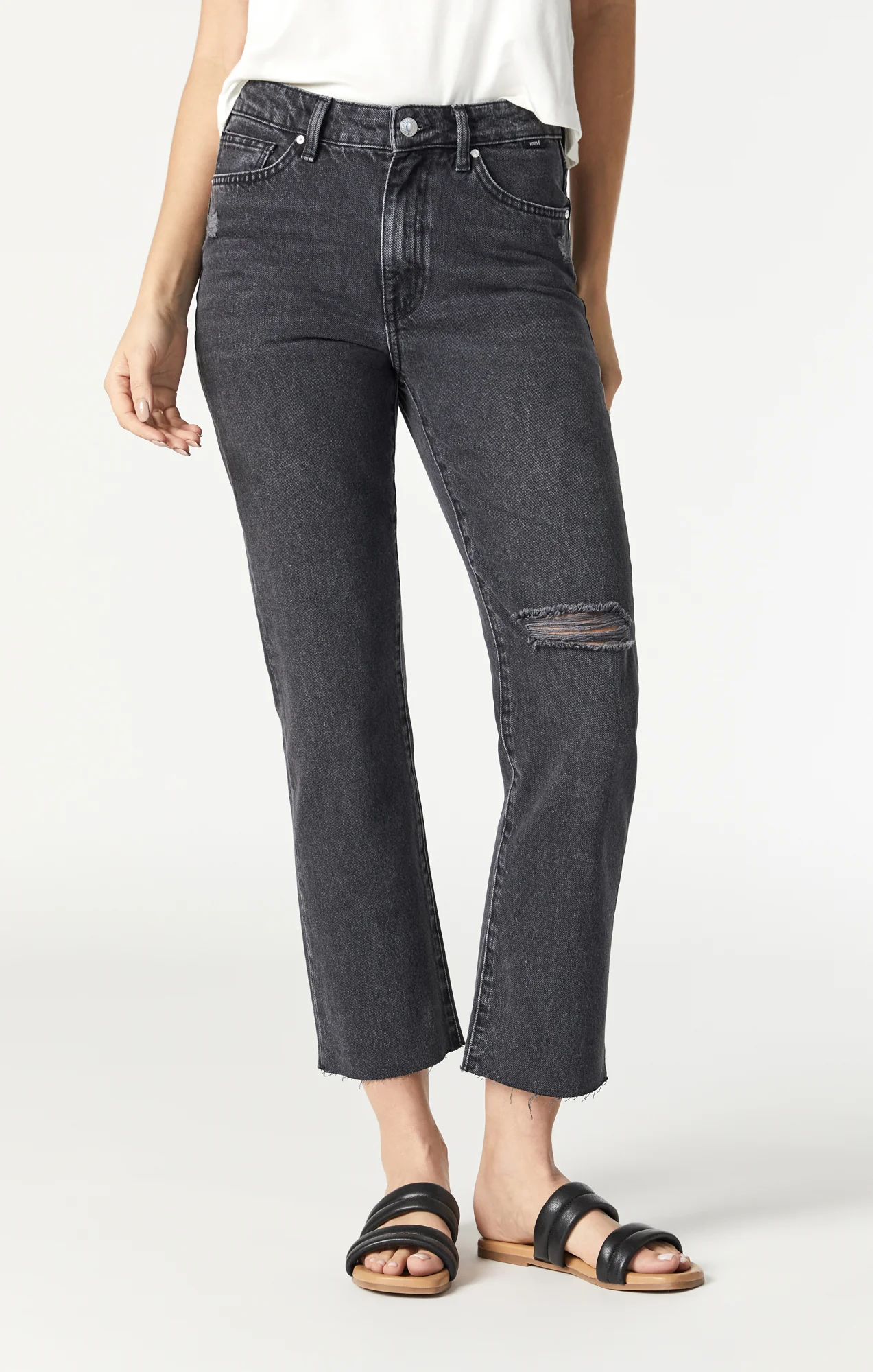 NEW YORK STRAIGHT LEG IN SMOKE RIPPED DENIM - Image 3