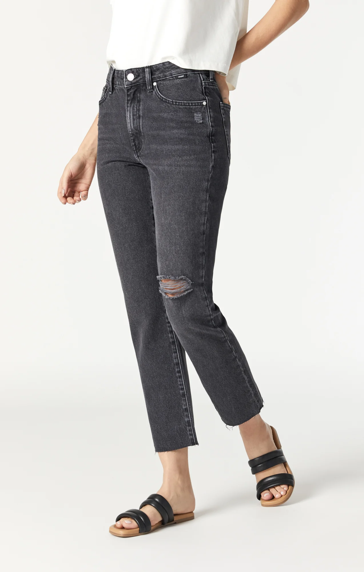 NEW YORK STRAIGHT LEG IN SMOKE RIPPED DENIM - Image 4
