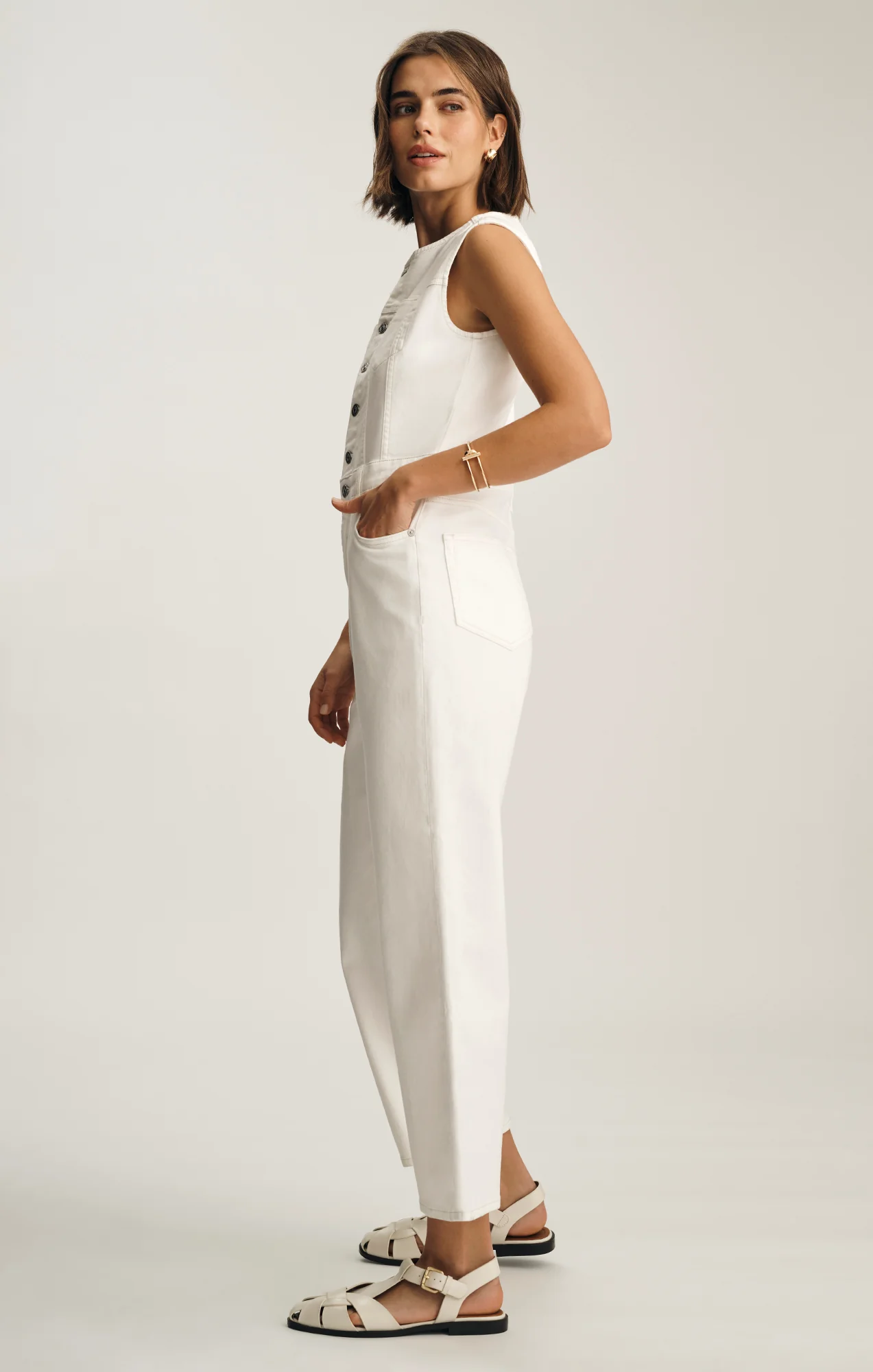NILLY DENIM JUMPSUIT IN OFF WHITE DENIM - Image 2