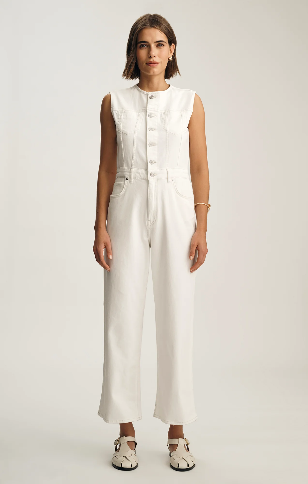 NILLY DENIM JUMPSUIT IN OFF WHITE DENIM - Image 4