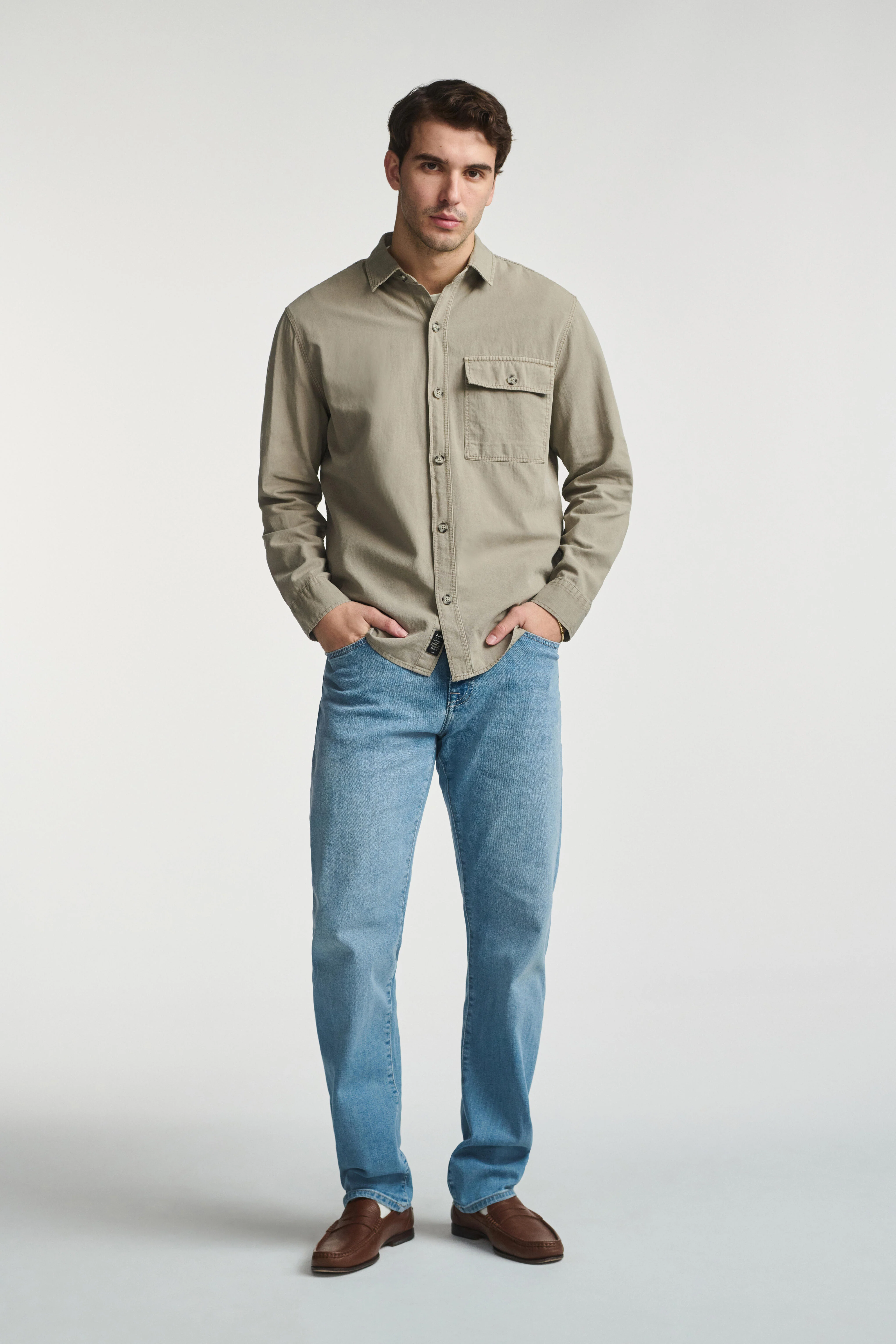 ONE POCKET BUTTON-UP SHIRT IN ROASTED CASHEW - Image 4