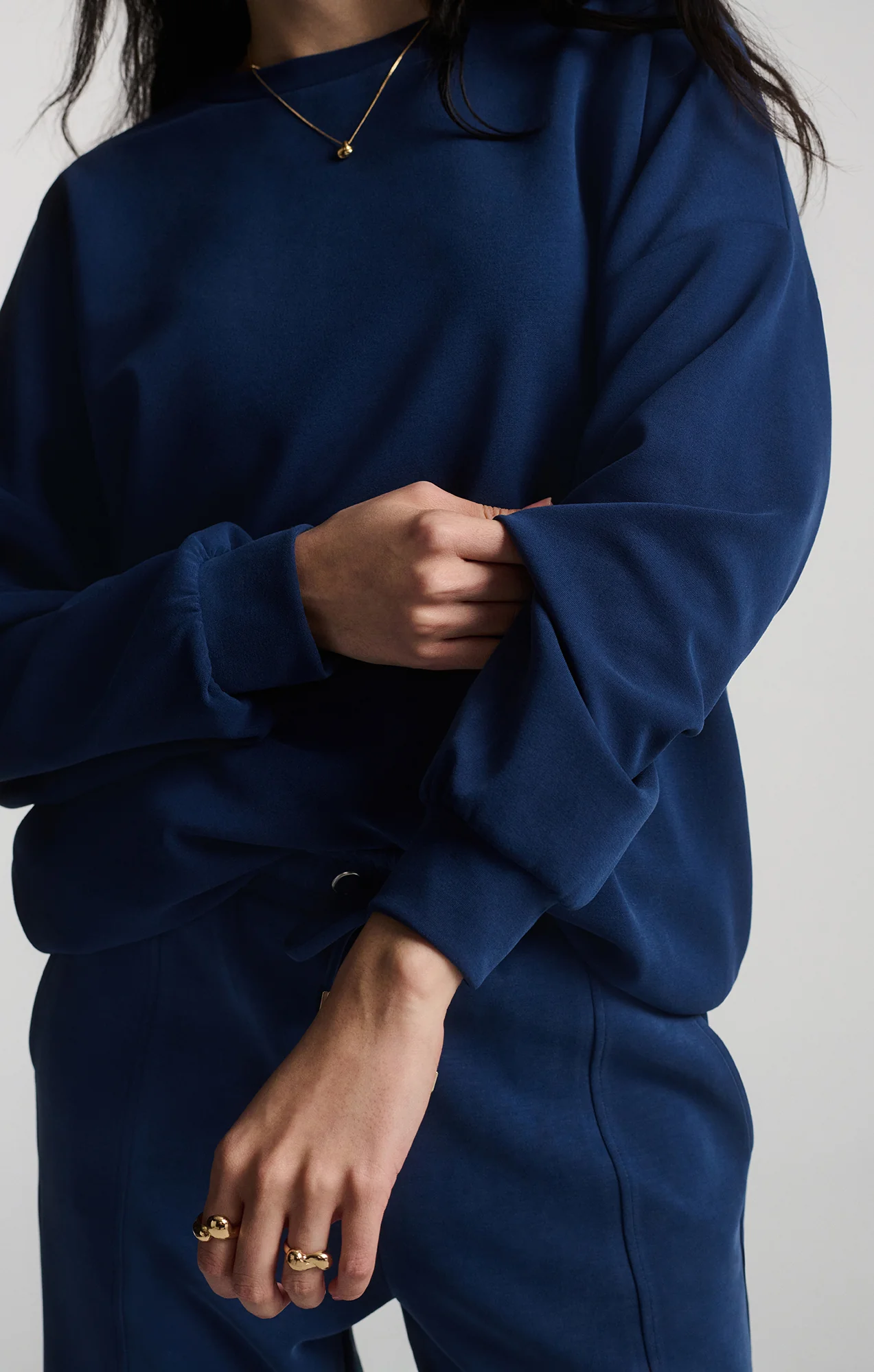 LUXE TOUCH TENCEL™ SWEATSHIRT IN MEDIEVAL BLUE - Image 4